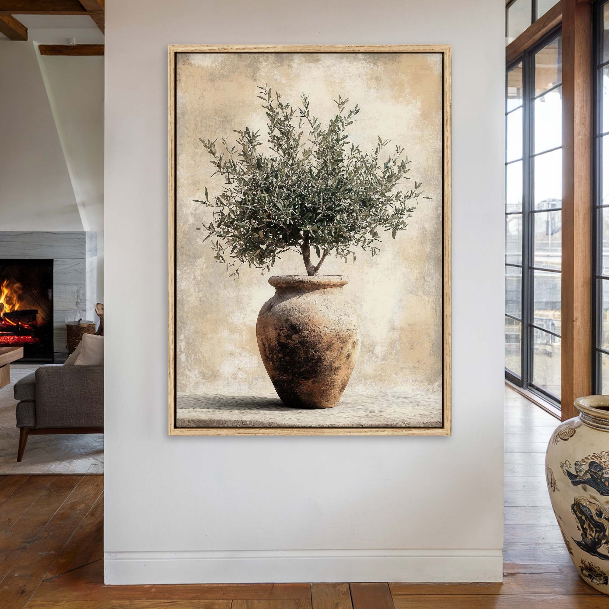 Vintage Olive Pot No.2 Canvas Print Small — 18×24″ Natural Wall Art - Melrose Editions