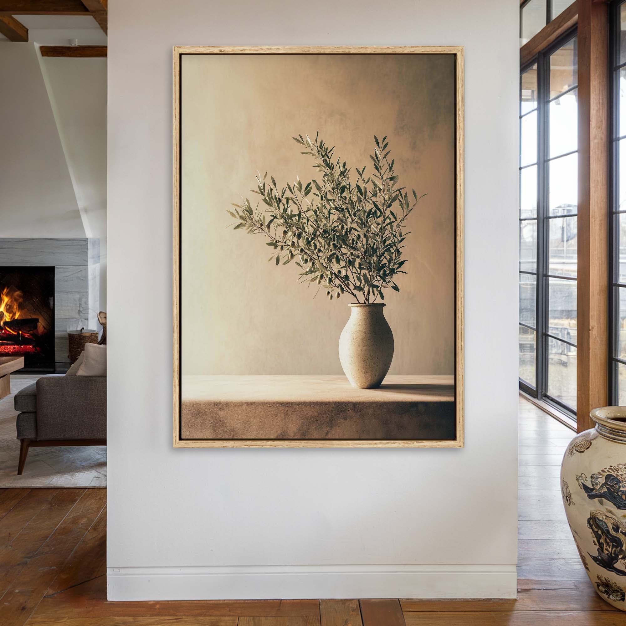 Olive Still Life No.6 Canvas Print Small — 18×24″ Natural Wall Art - Melrose Editions