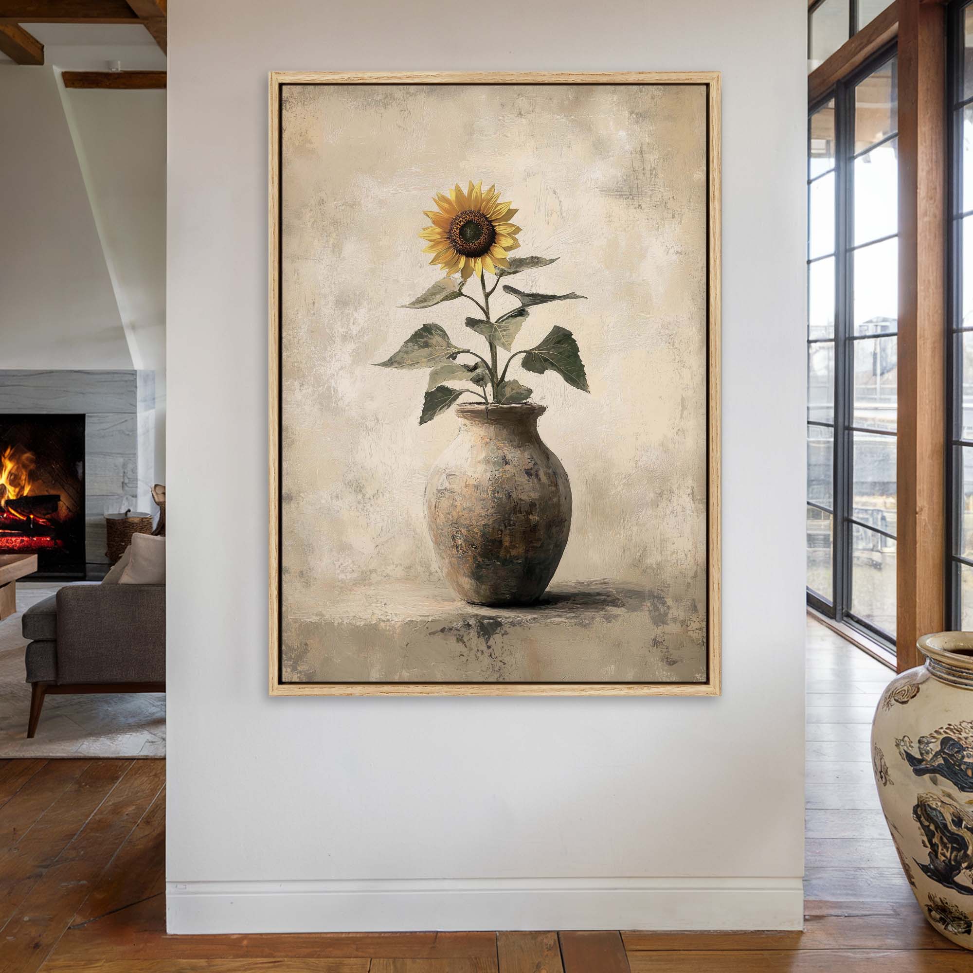 Sunlit Sunflower No.1 Canvas Print Small — 18×24″ Natural Wall Art - Melrose Editions