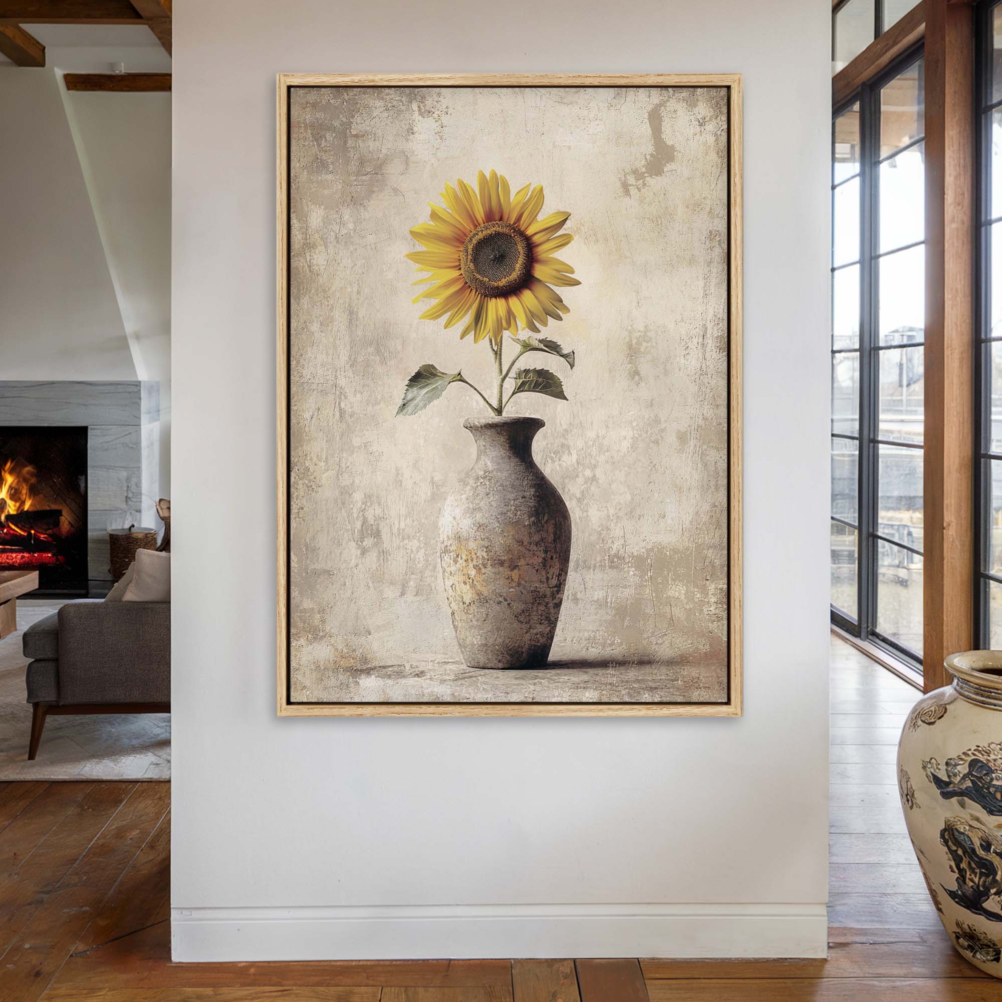 Sunlit Sunflower No.2 Canvas Print Small — 18×24″ Natural Wall Art - Melrose Editions