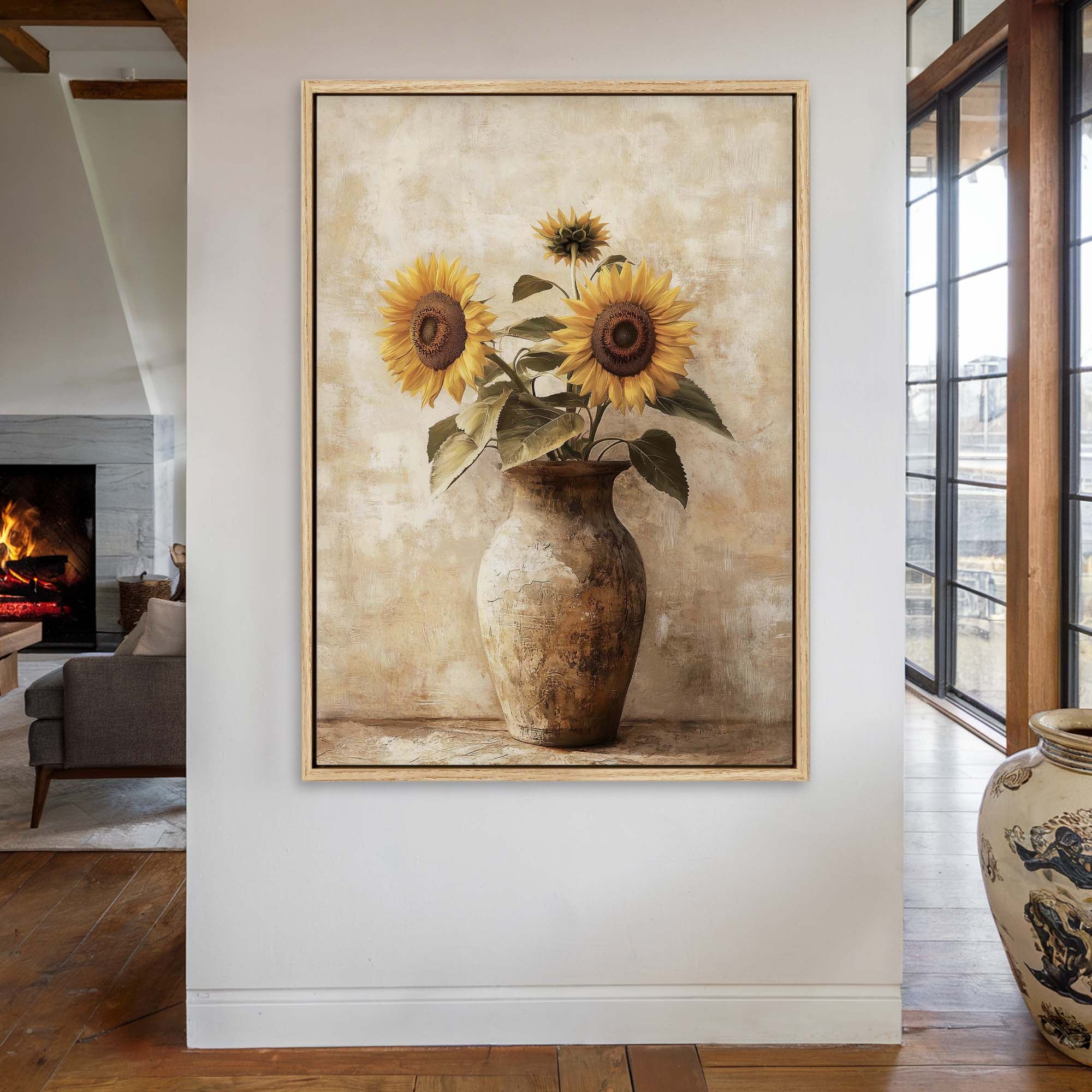 Sunlit Sunflower No.3 Canvas Print Small — 18×24″ Natural Wall Art - Melrose Editions