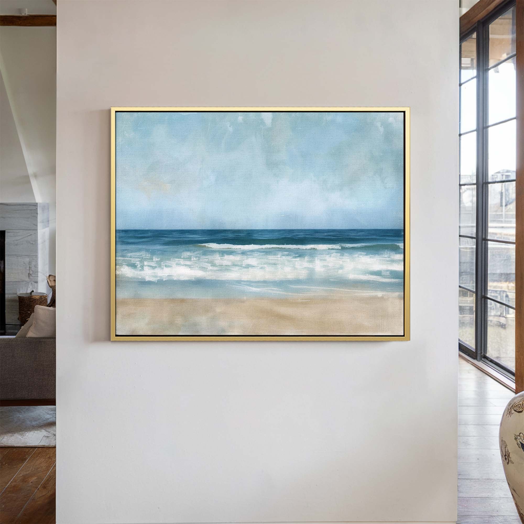 Coastal Reflections Framed Canvas Small — 18×24″ Natural Wall Art - Melrose Editions