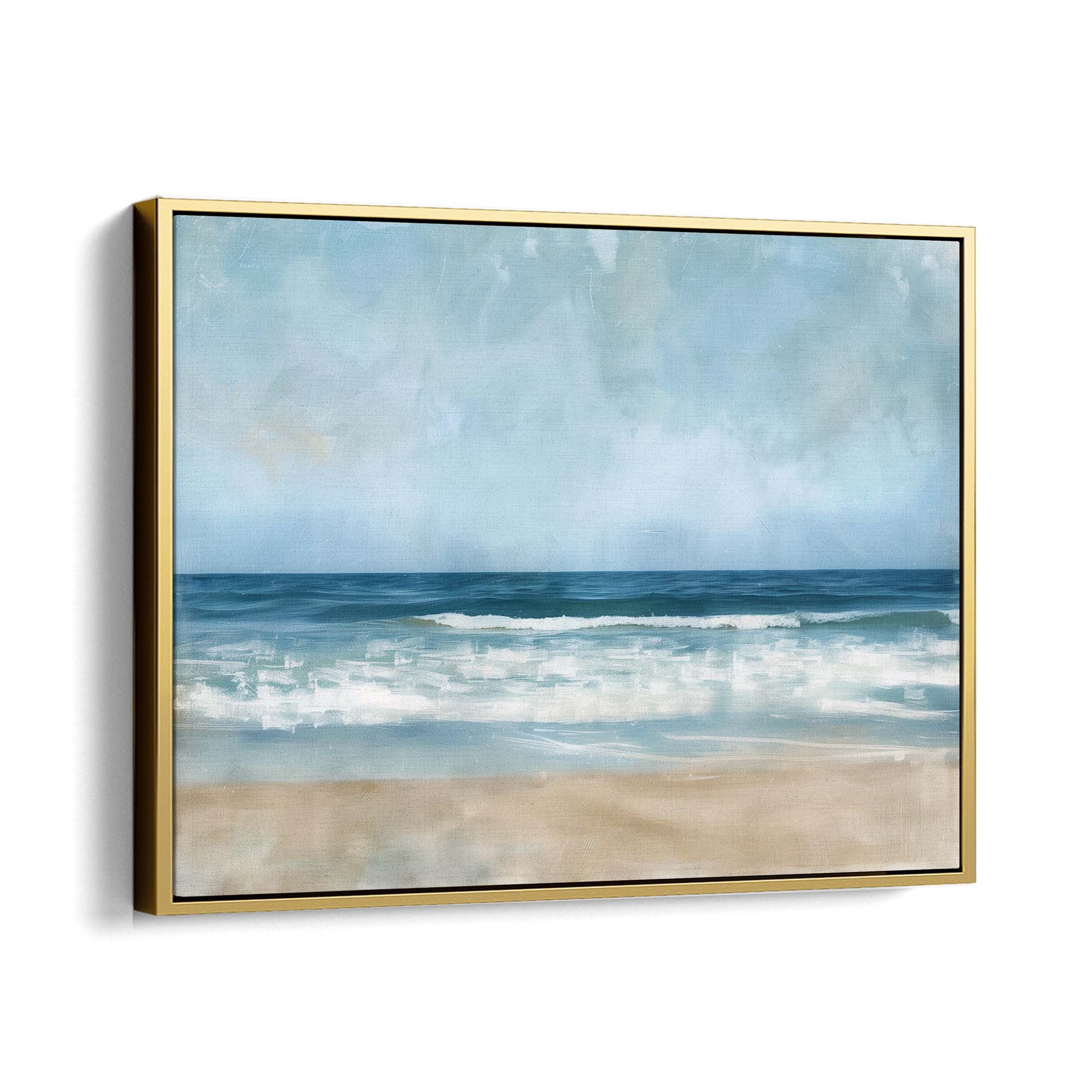 Coastal Reflections Framed Canvas Gold Wall Art - Melrose Editions