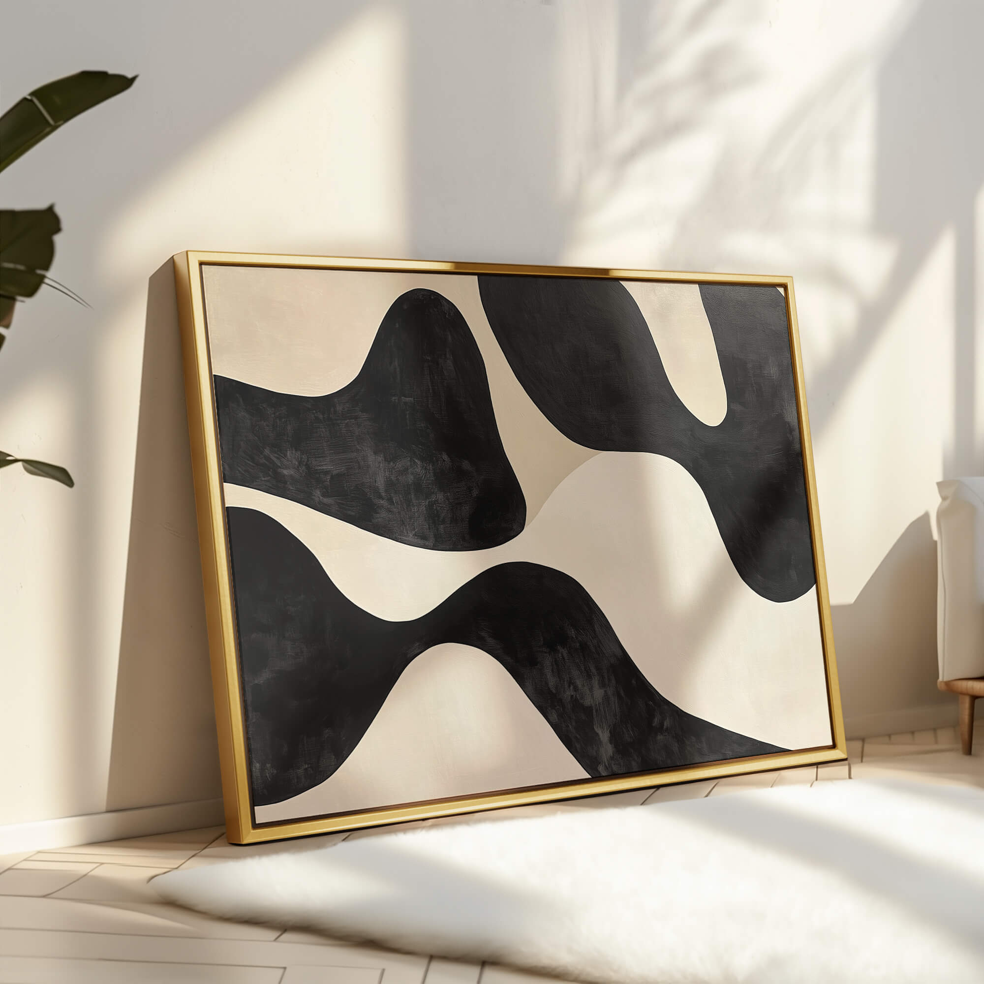 Contour Flow Framed Canvas Small — 18×24″ Natural Wall Art - Melrose Editions