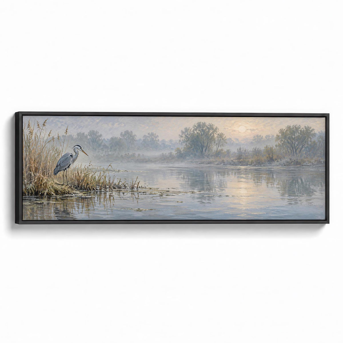 Dawn Heron Canvas Print Black Wall Art - Melrose Editions