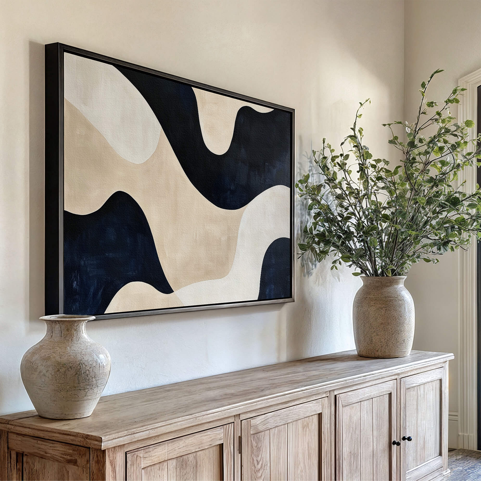 Indigo Sand Framed Canvas Wall Art - Melrose Editions