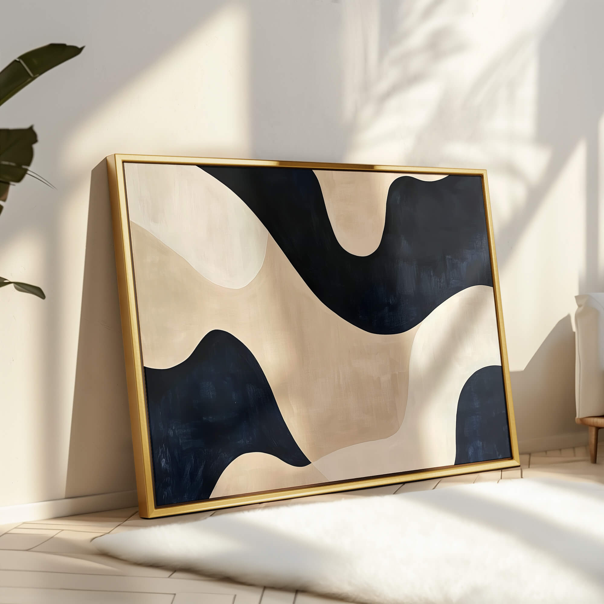 Indigo Sand Framed Canvas Small — 18×24″ Natural Wall Art - Melrose Editions