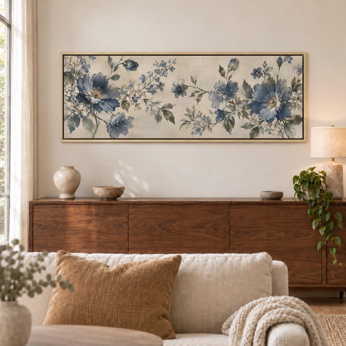 Linen Blue Canvas Print Wall Art - Melrose Editions