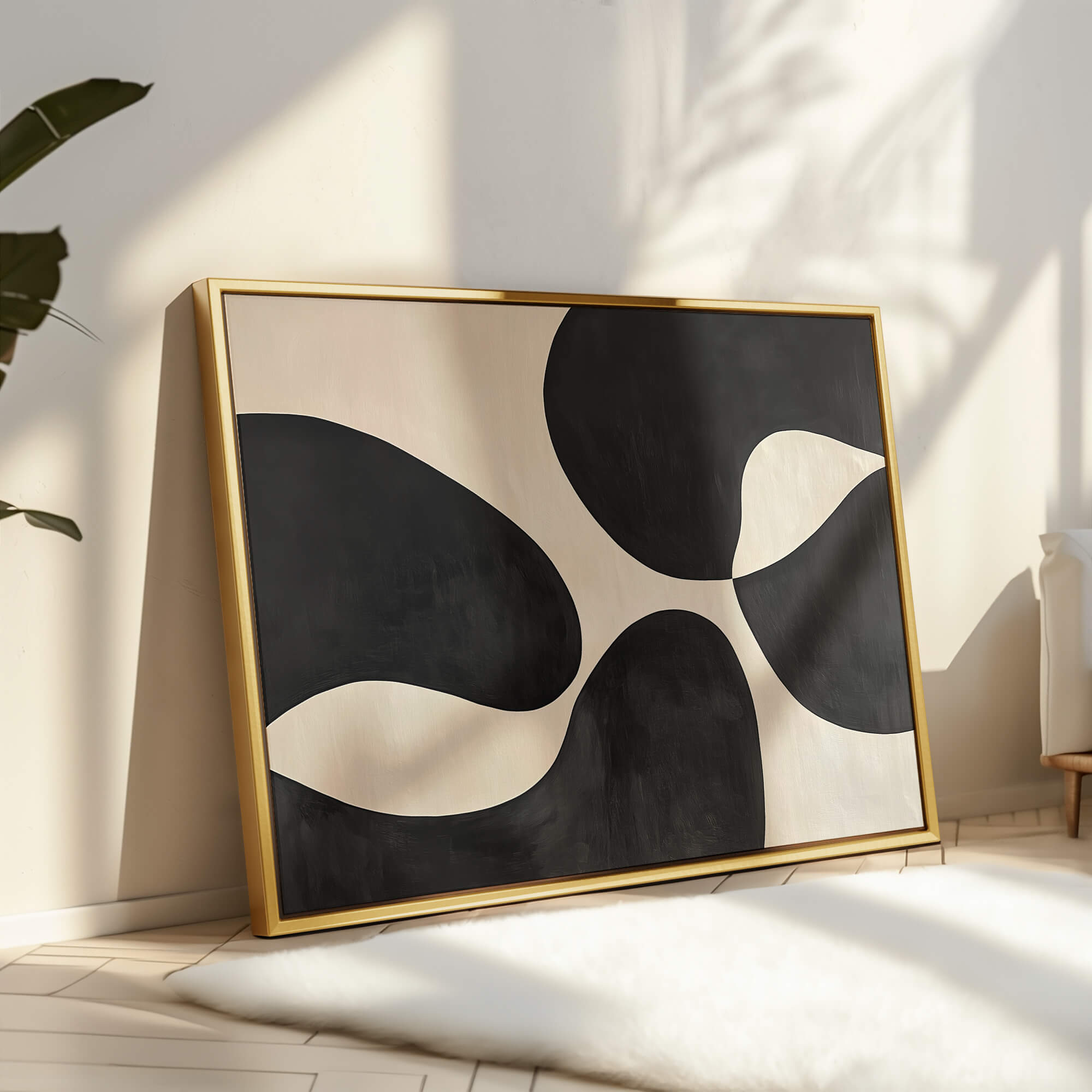 Midnight Motif Framed Canvas Small — 18×24″ Natural Wall Art - Melrose Editions