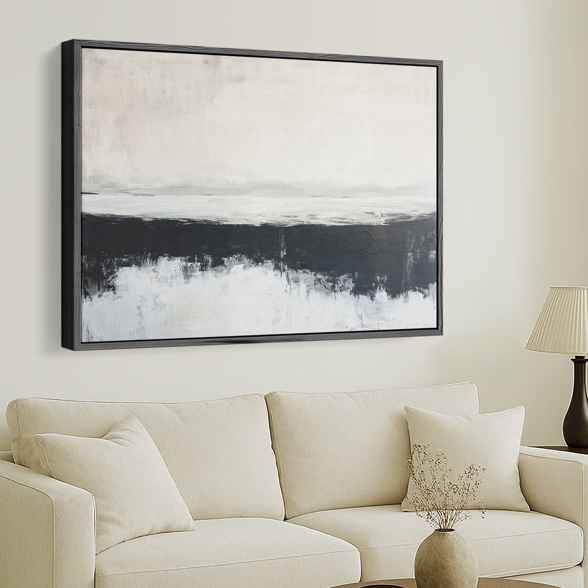Monochrome Horizon Canvas Print Wall Art - Melrose Editions