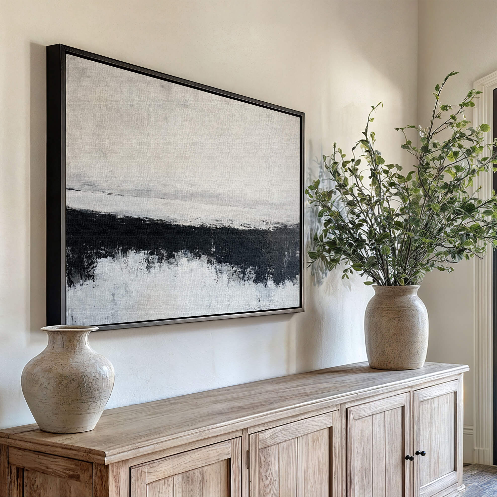 Monochrome Horizon Framed Canvas Wall Art - Melrose Editions