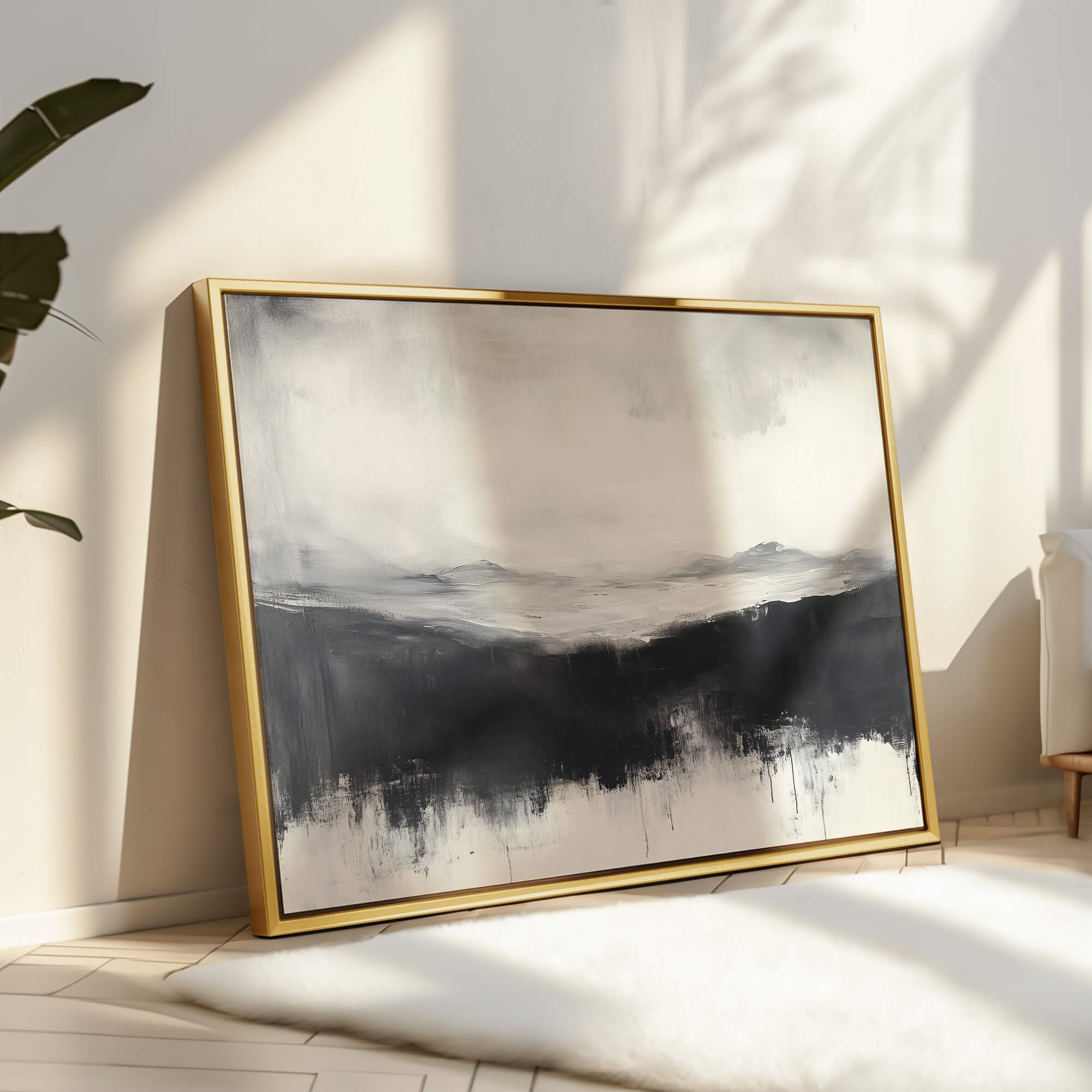 Noir Vale Framed Canvas Small — 18×24″ Natural Wall Art - Melrose Editions