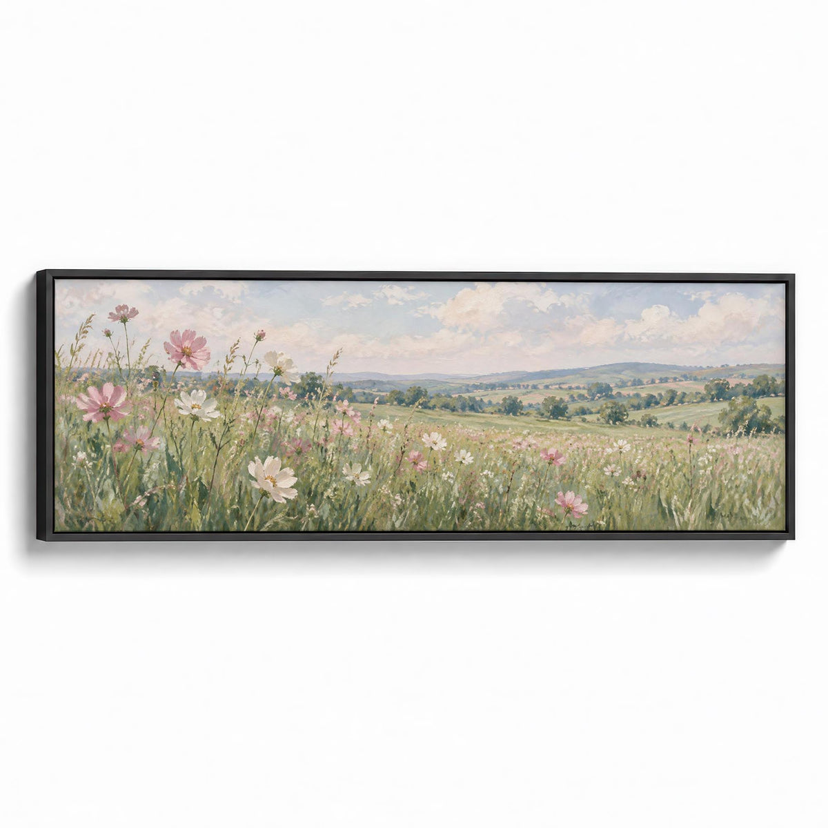 Pink Meadow Canvas Print Black Wall Art - Melrose Editions
