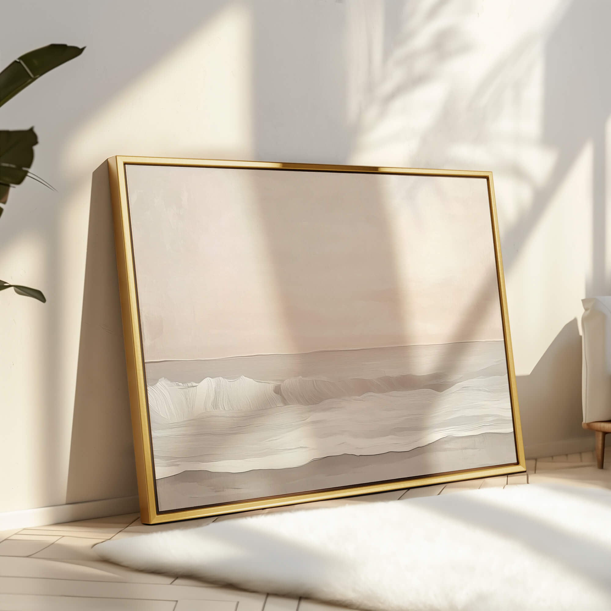 Soft Tide Framed Canvas Small — 18×24″ Natural Wall Art - Melrose Editions