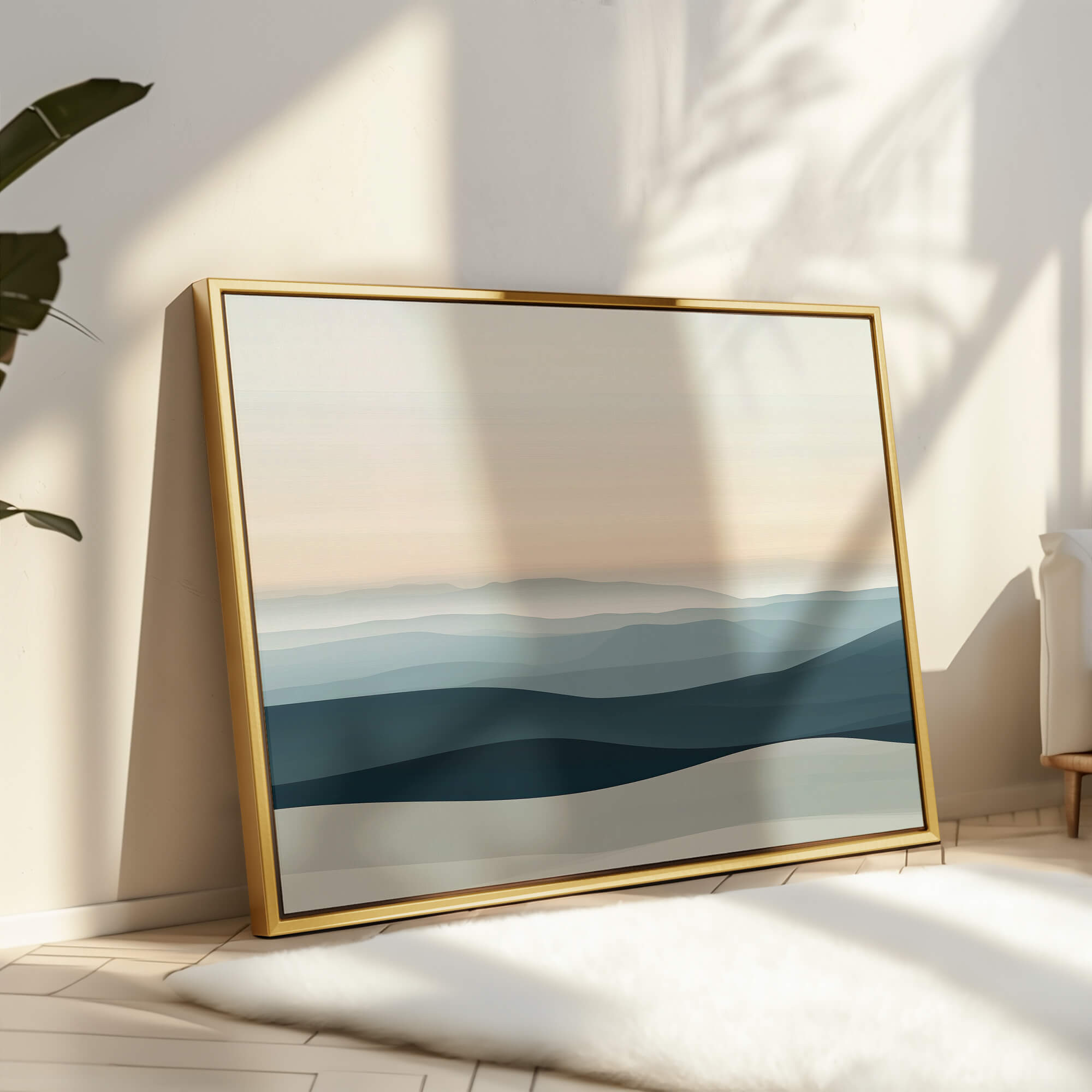 Soft Horizon Framed Canvas Small — 18×24″ Natural Wall Art - Melrose Editions