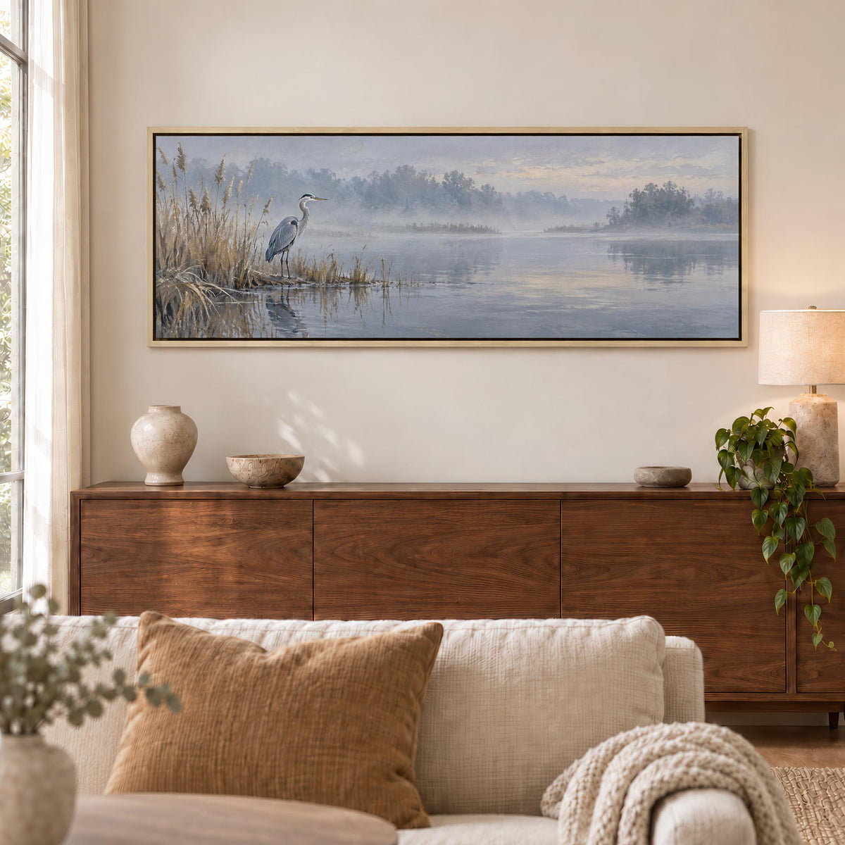 Stillwater Heron Canvas Print Wall Art - Melrose Editions