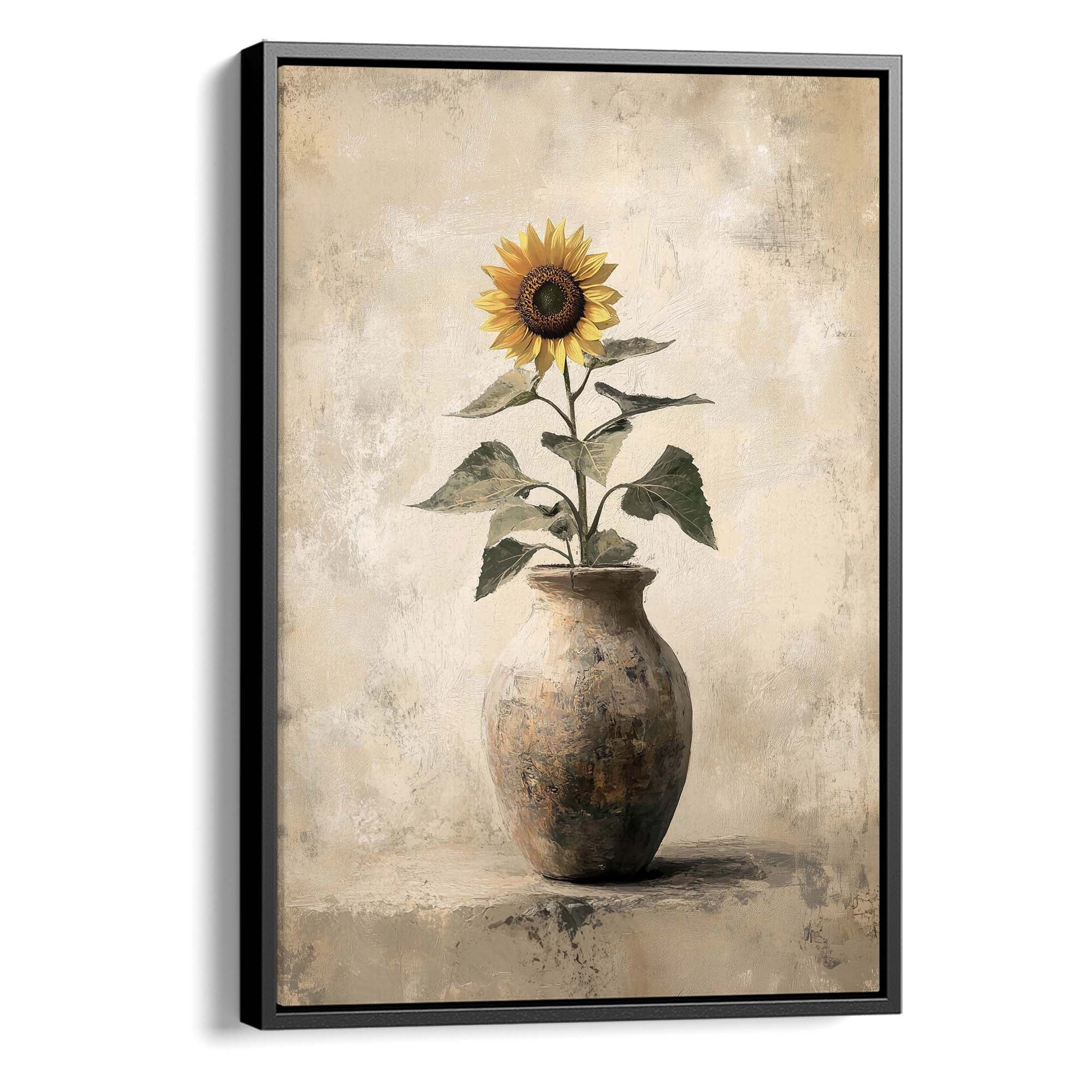 Sunlit Sunflower No.1 Canvas Print Black Wall Art - Melrose Editions