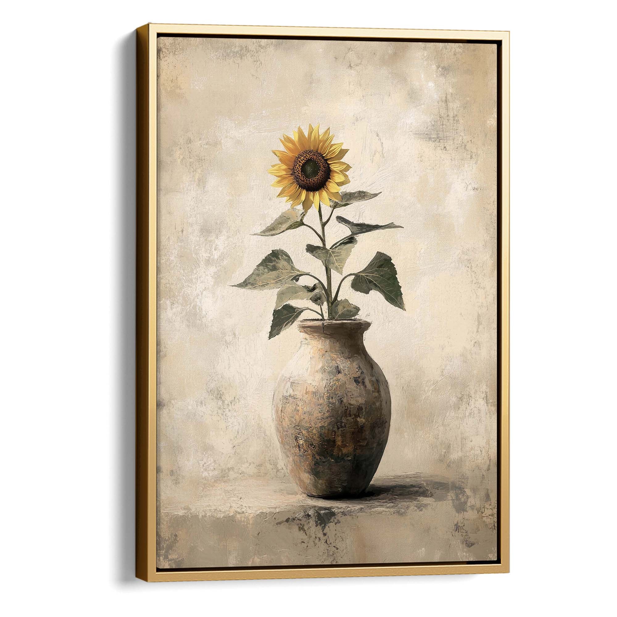 Sunlit Sunflower No.1 Canvas Print Gold Wall Art - Melrose Editions