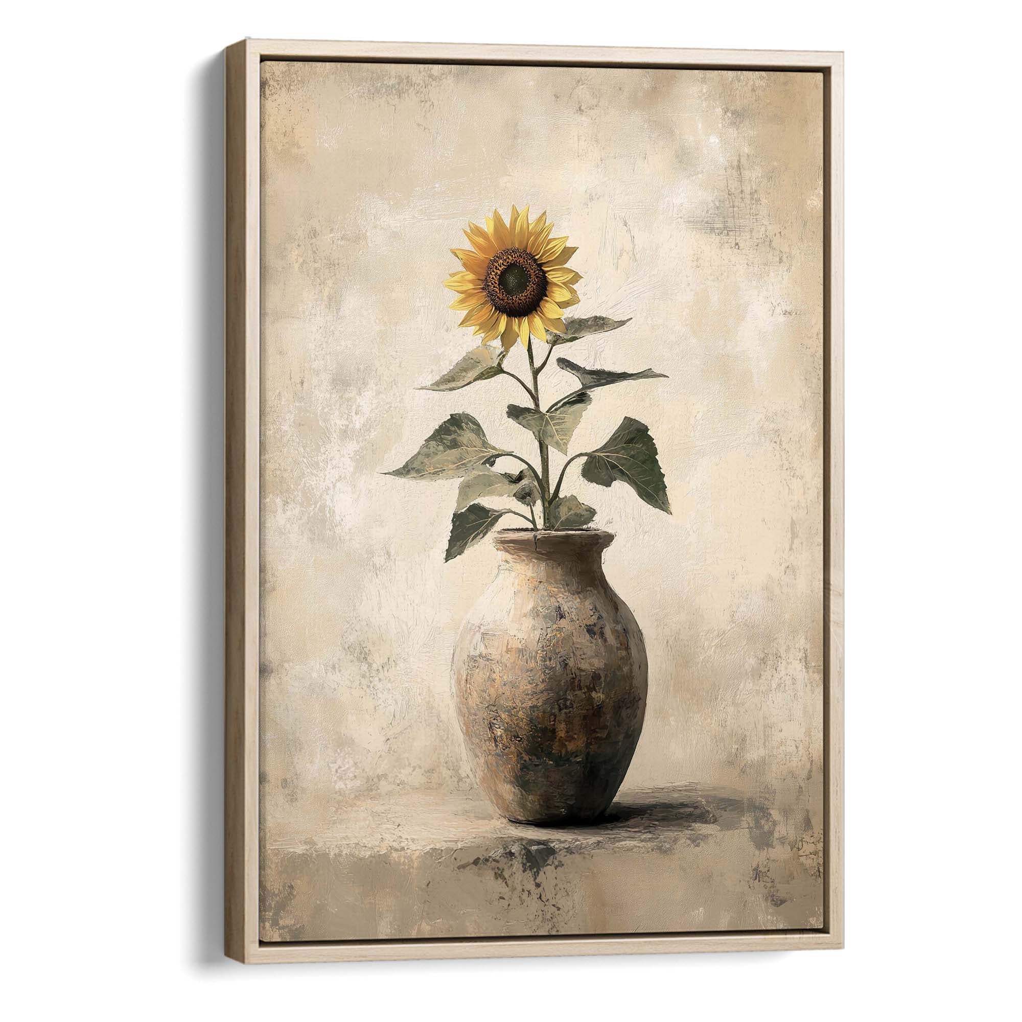 Sunlit Sunflower No.1 Canvas Print Natural Wall Art - Melrose Editions