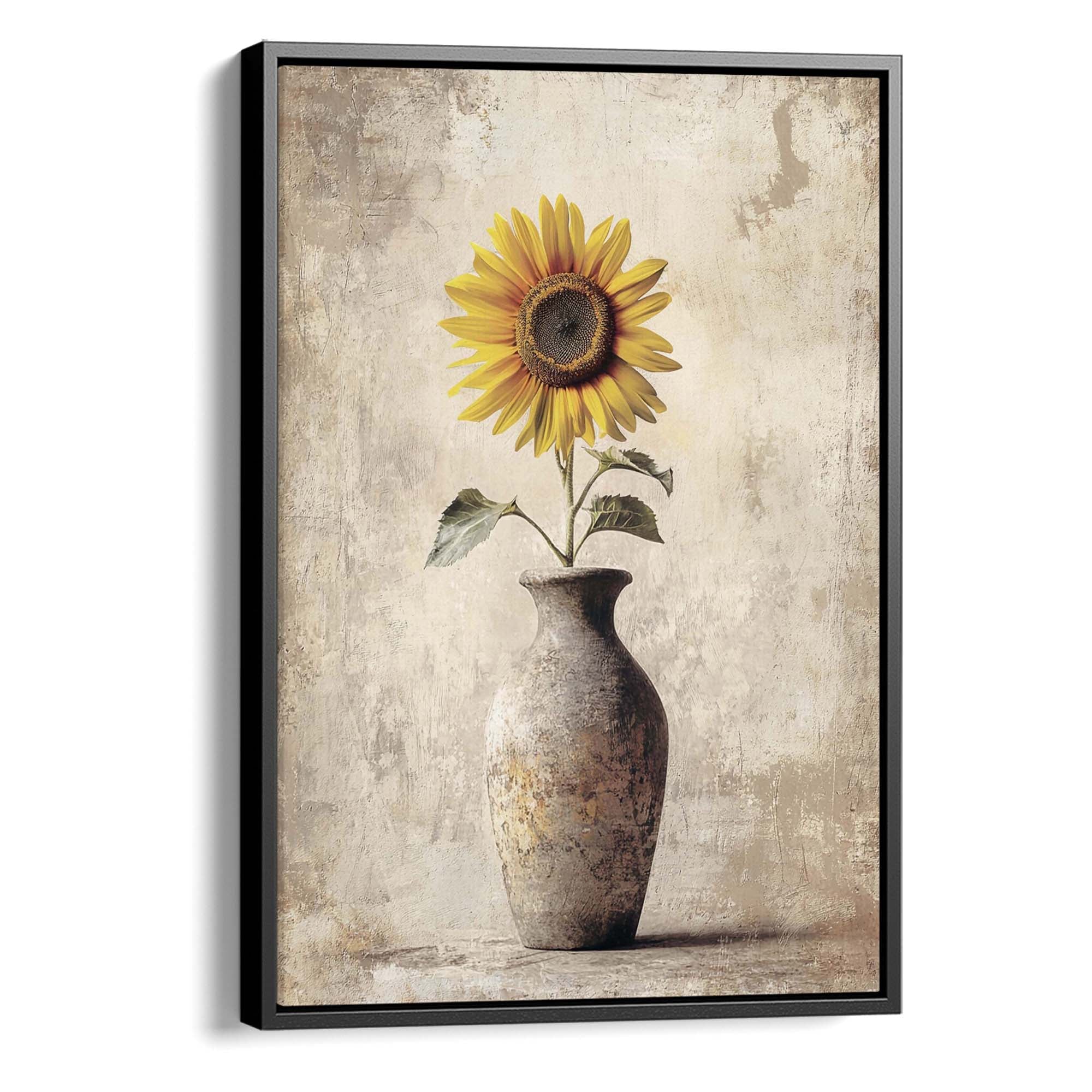 Sunlit Sunflower No.2 Canvas Print Black Wall Art - Melrose Editions