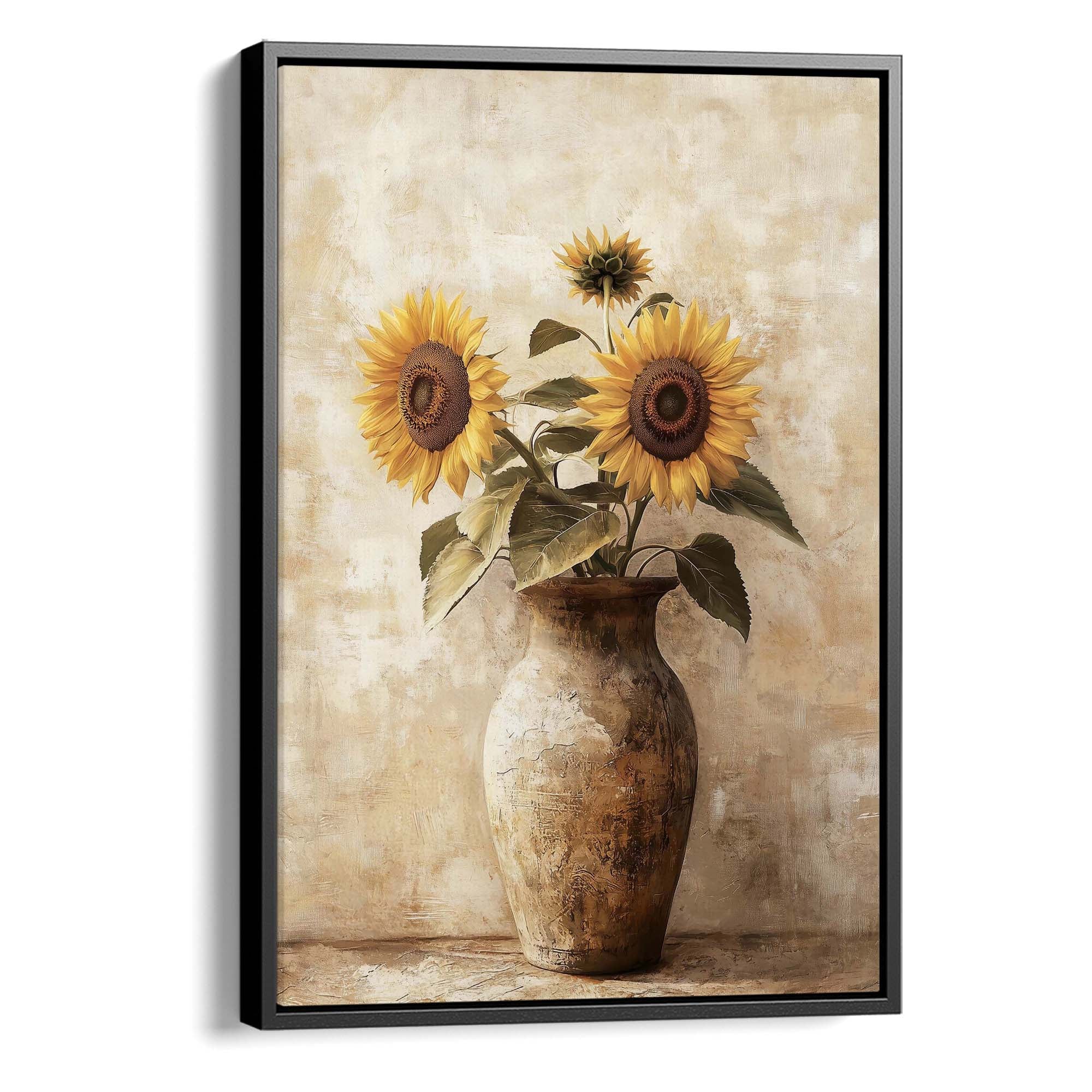 Sunlit Sunflower No.3 Canvas Print Black Wall Art - Melrose Editions