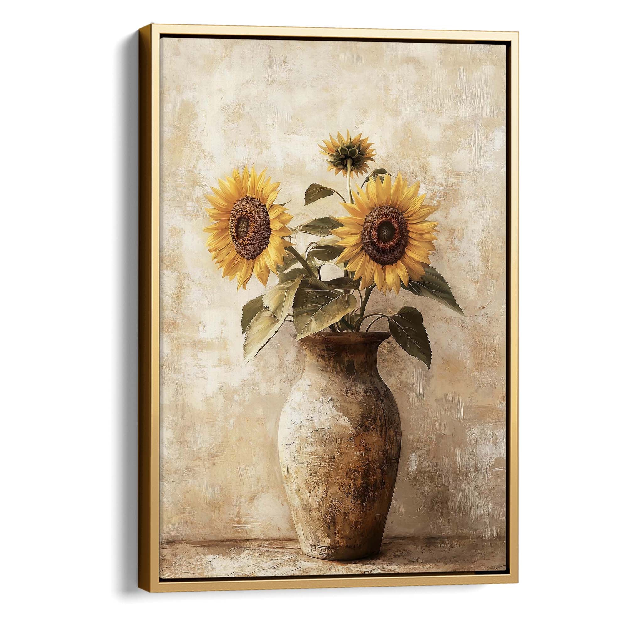 Sunlit Sunflower No.3 Canvas Print Gold Wall Art - Melrose Editions