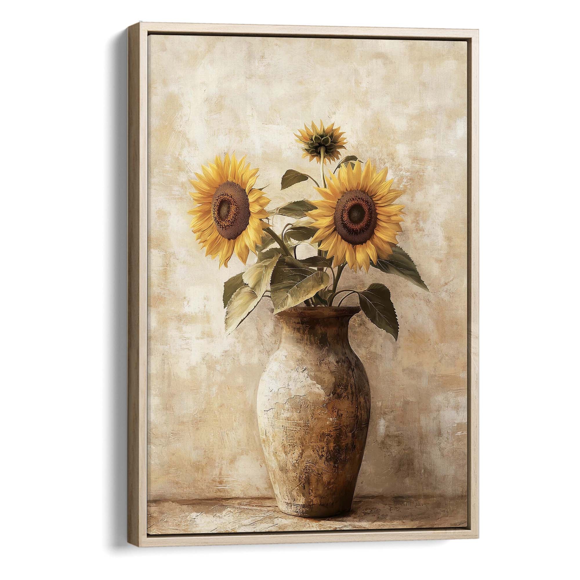 Sunlit Sunflower No.3 Canvas Print Natural Wall Art - Melrose Editions