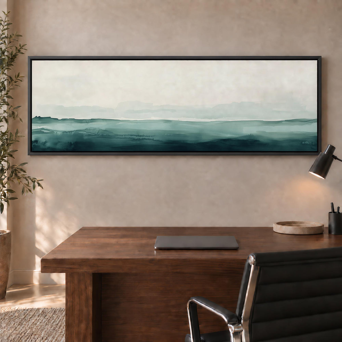Teal Horizon Canvas Print Wall Art - Melrose Editions