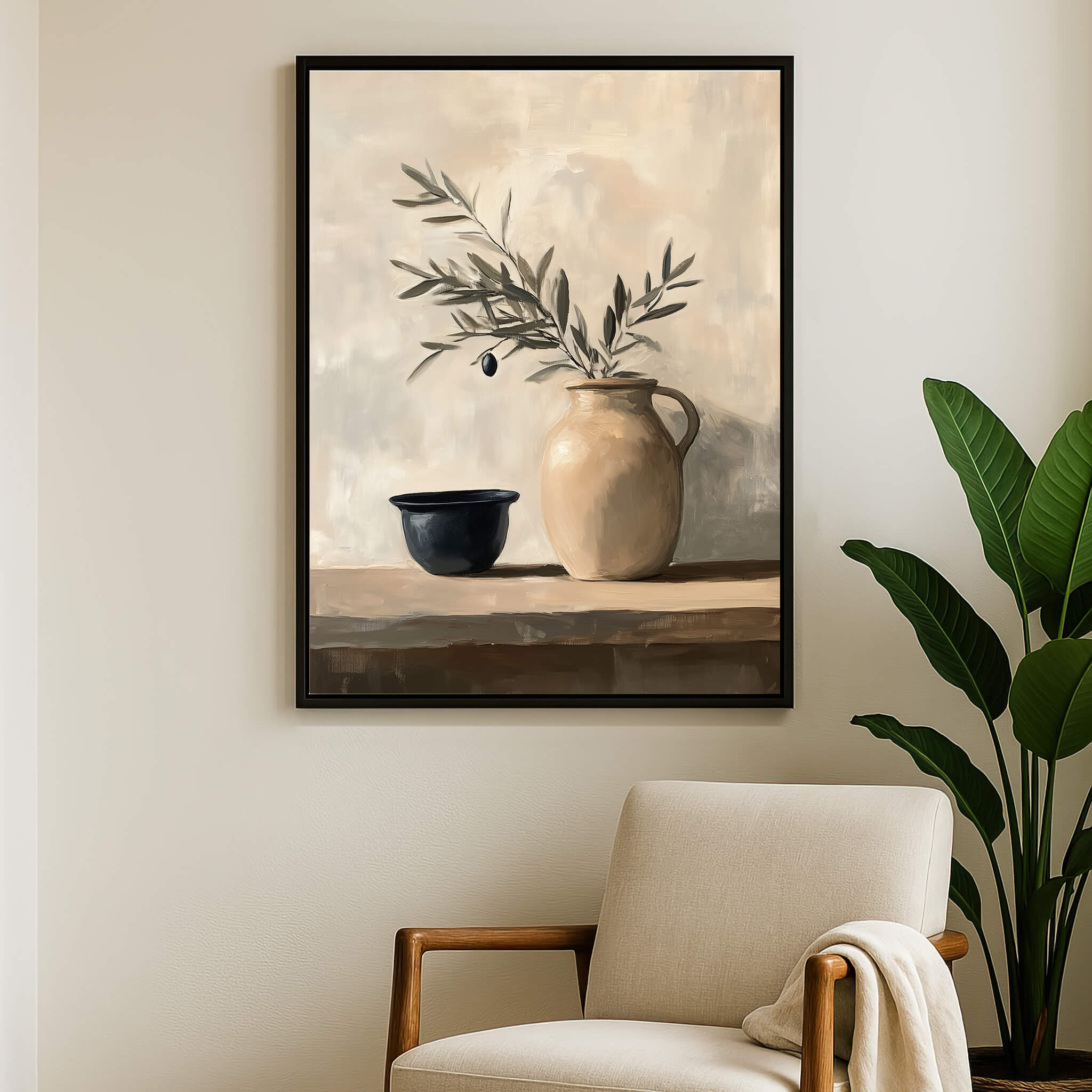 Tuscan Jug & Olive Canvas Print Wall Art - Melrose Editions