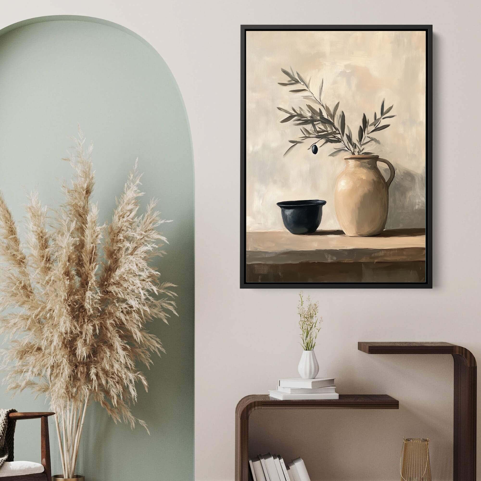 Tuscan Jug & Olive Canvas Print Wall Art - Melrose Editions