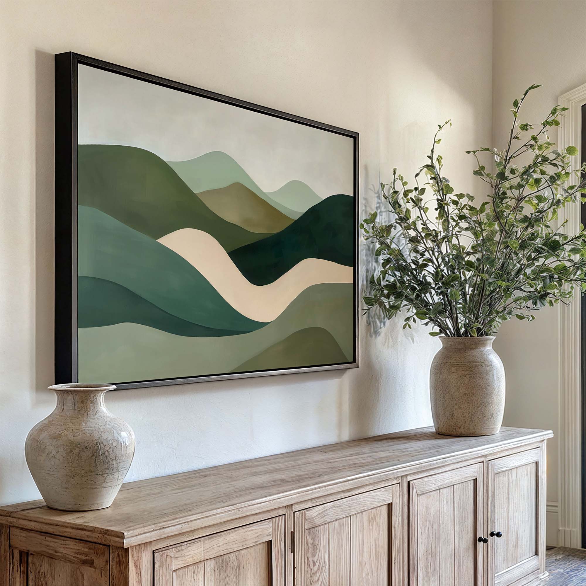 Verdant Curves Framed Canvas Wall Art - Melrose Editions