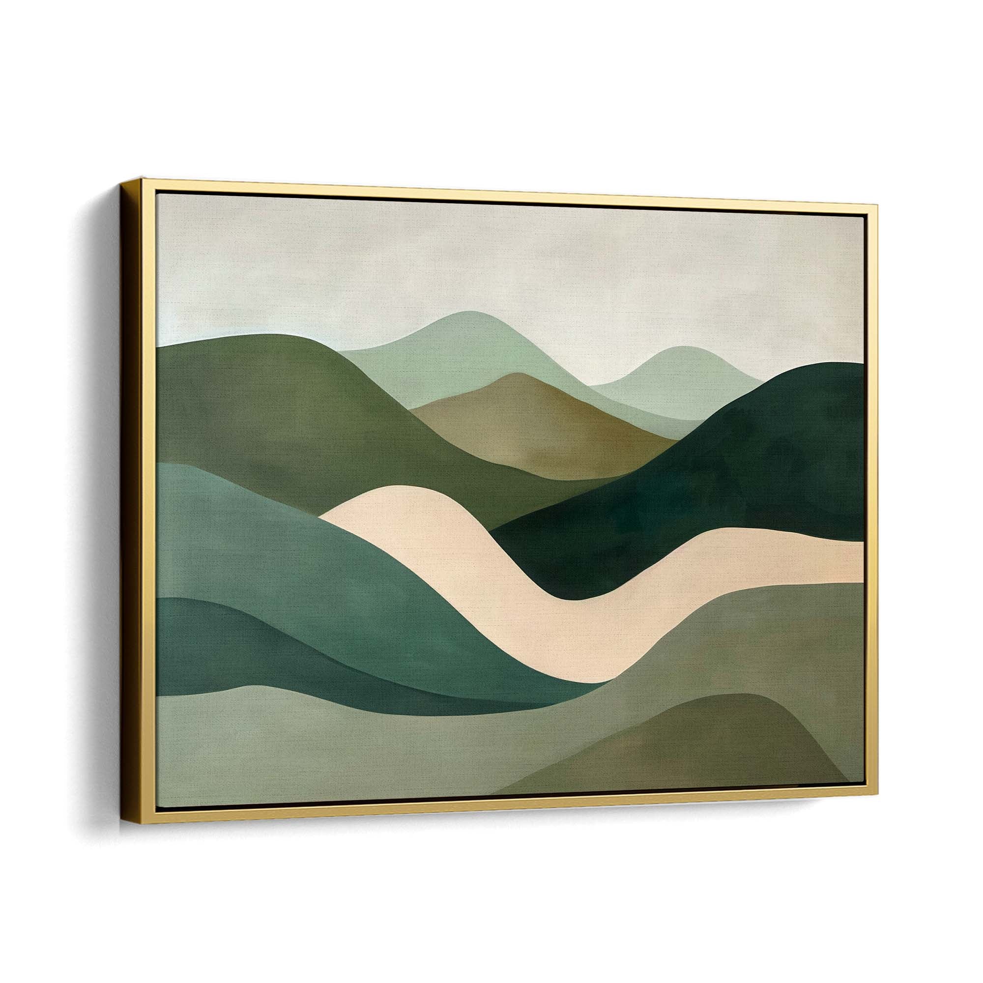 Verdant Curves Canvas Print Gold Wall Art - Melrose Editions