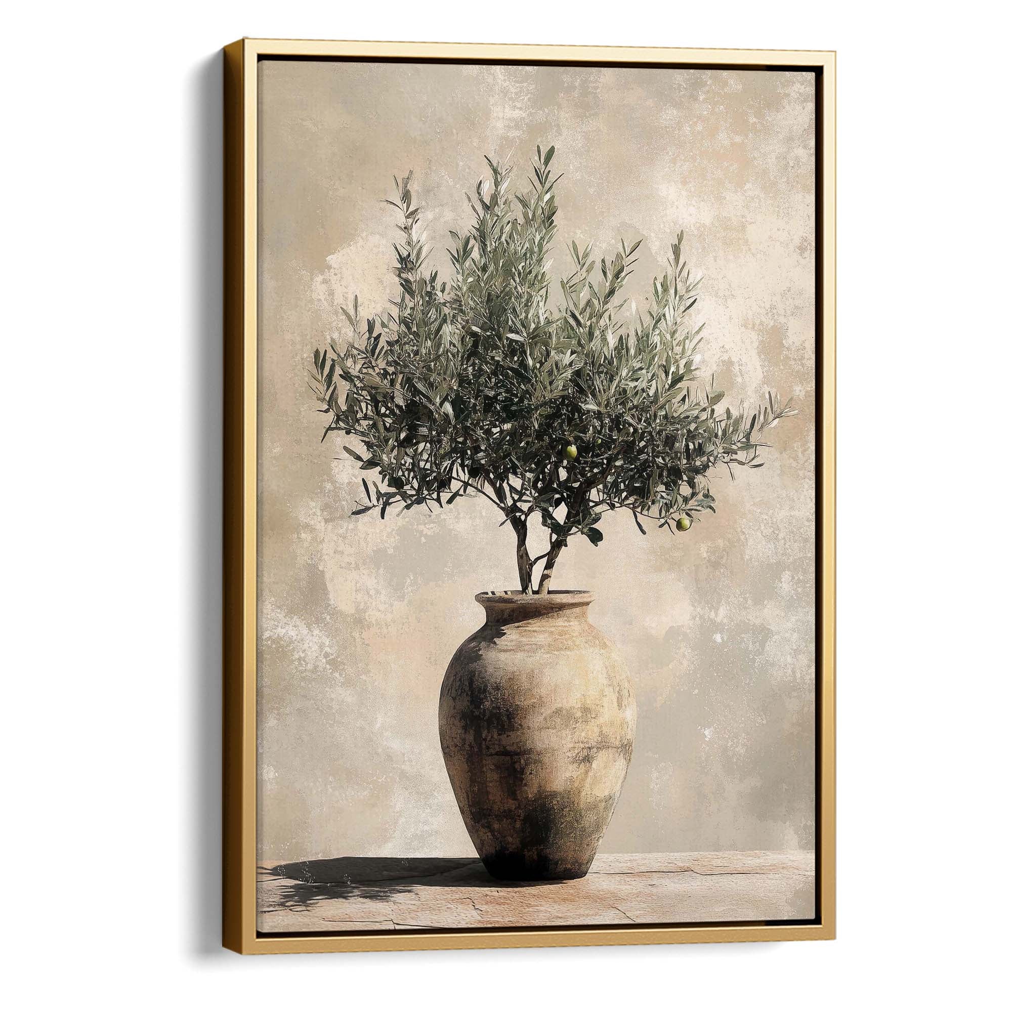 Vintage Olive Pot No.1 Canvas Print Gold Wall Art - Melrose Editions