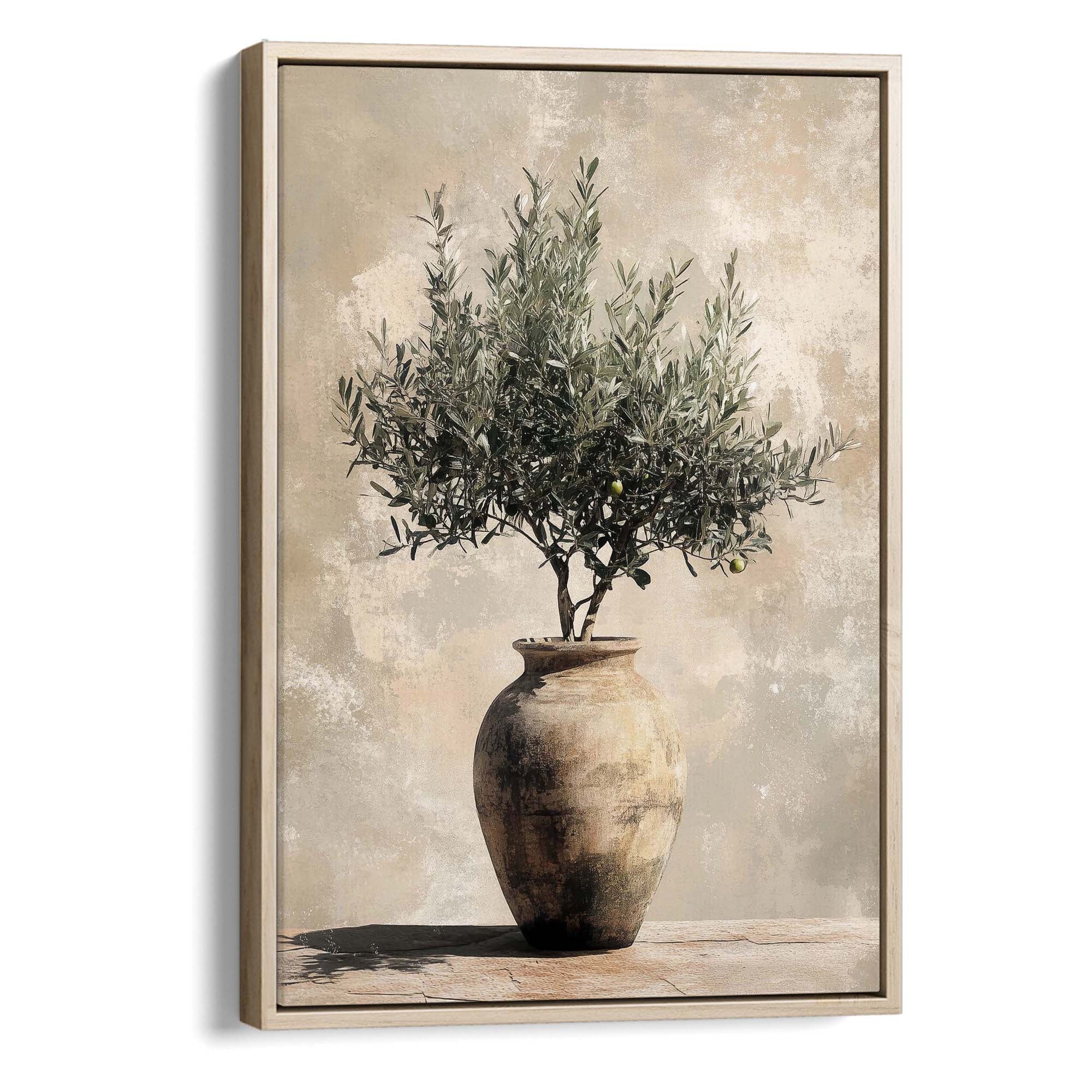 Vintage Olive Pot No.1 Canvas Print Natural Wall Art - Melrose Editions