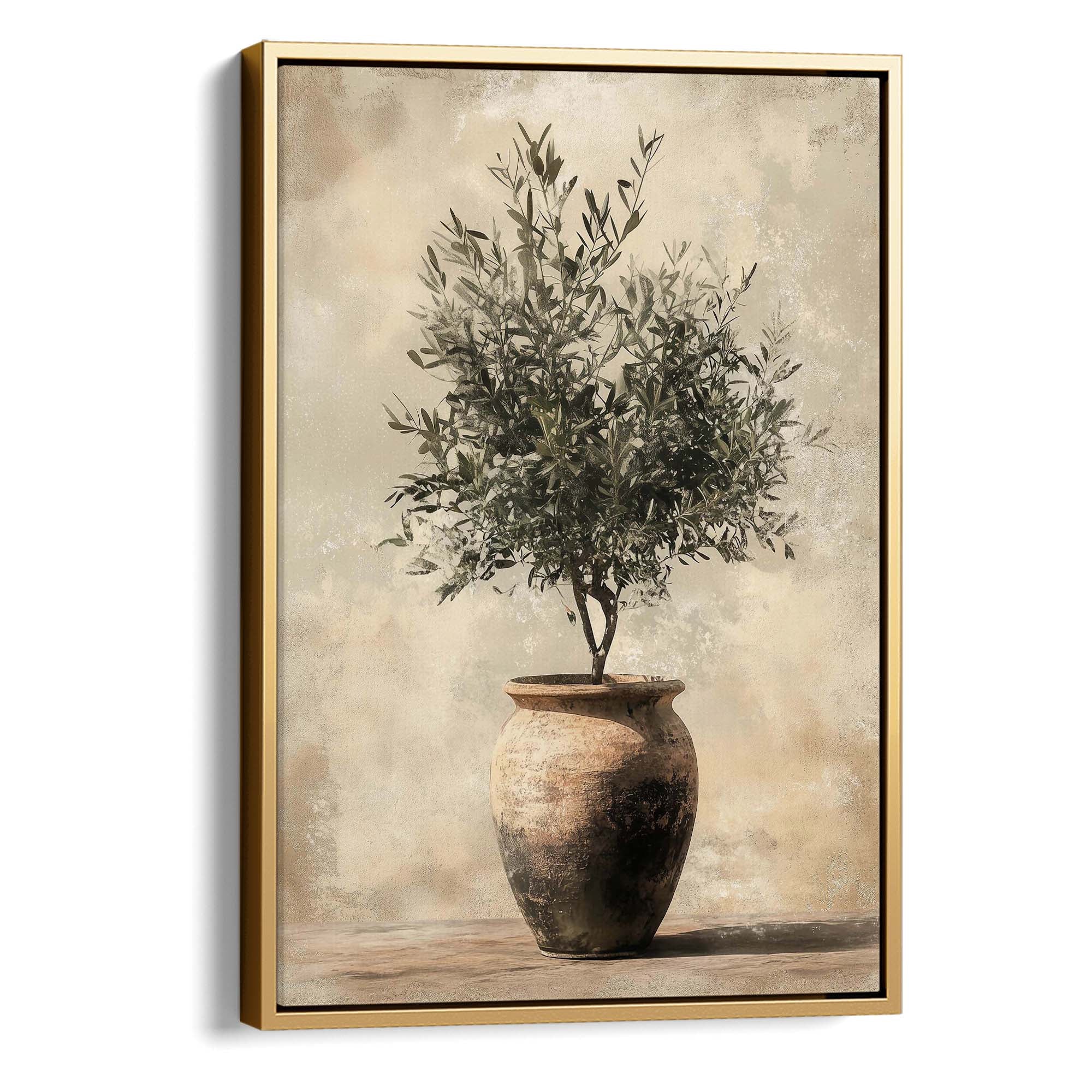 Vintage Olive Pot No.3 Canvas Print Gold Wall Art - Melrose Editions