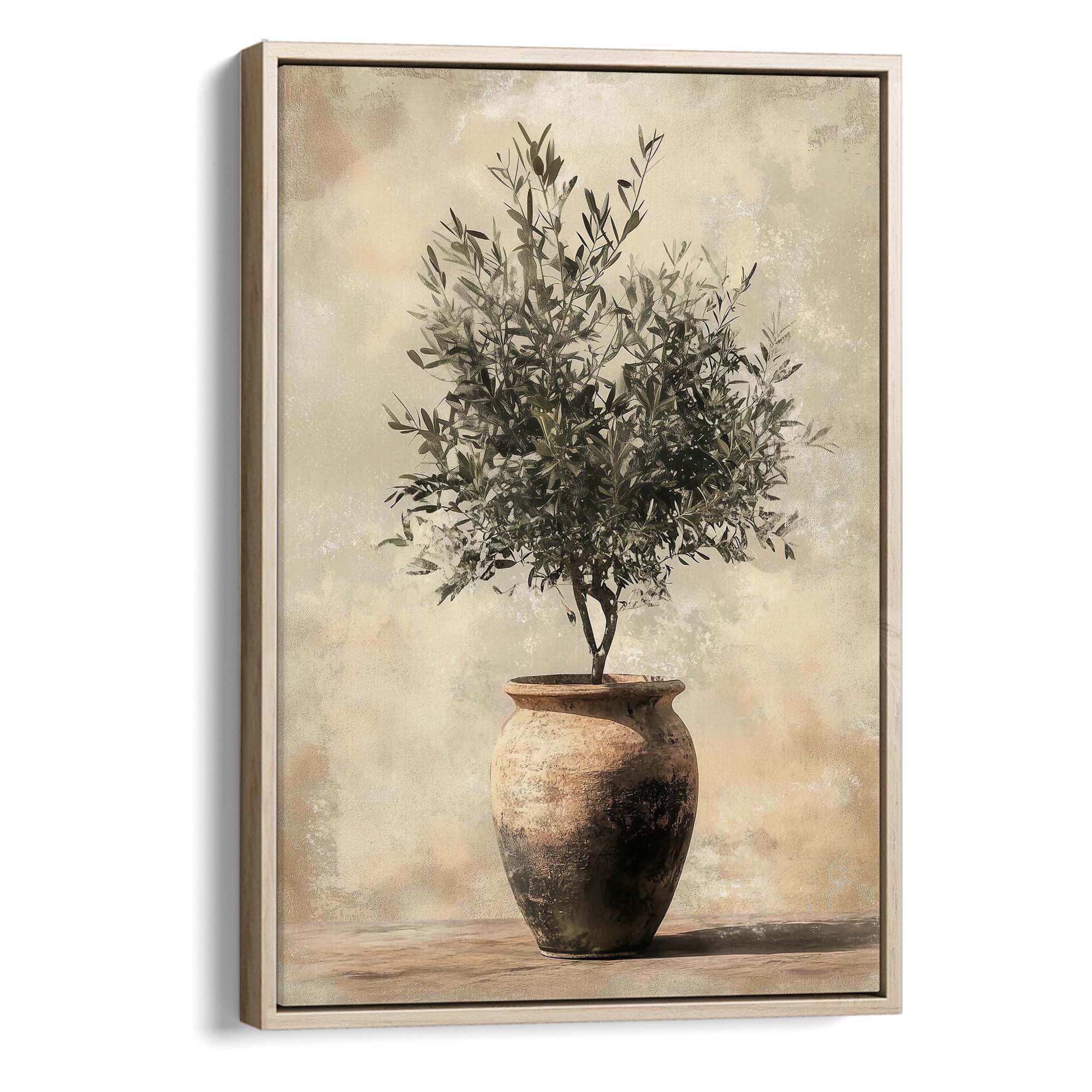 Vintage Olive Pot No.3 Canvas Print Natural Wall Art - Melrose Editions