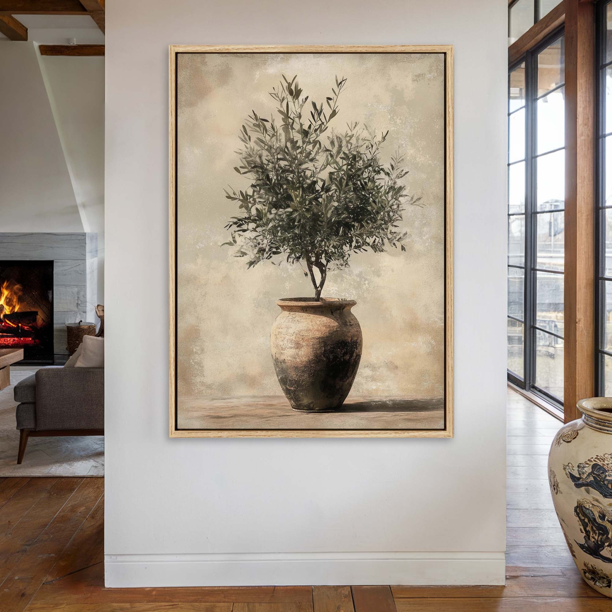 Vintage Olive Pot No.3 Canvas Print Small — 18×24″ Natural Wall Art - Melrose Editions
