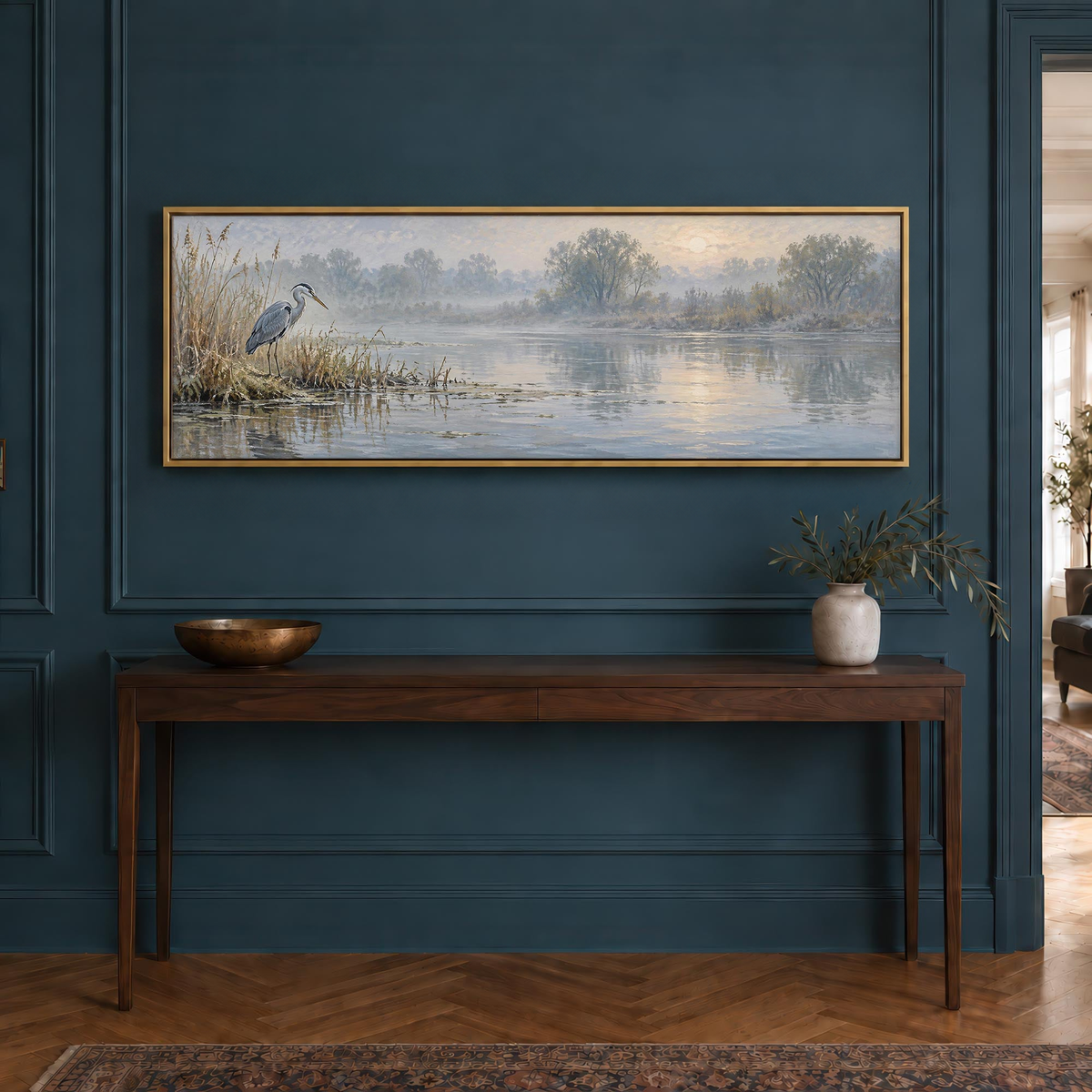Dawn Heron Canvas Print Wall Art - Melrose Editions