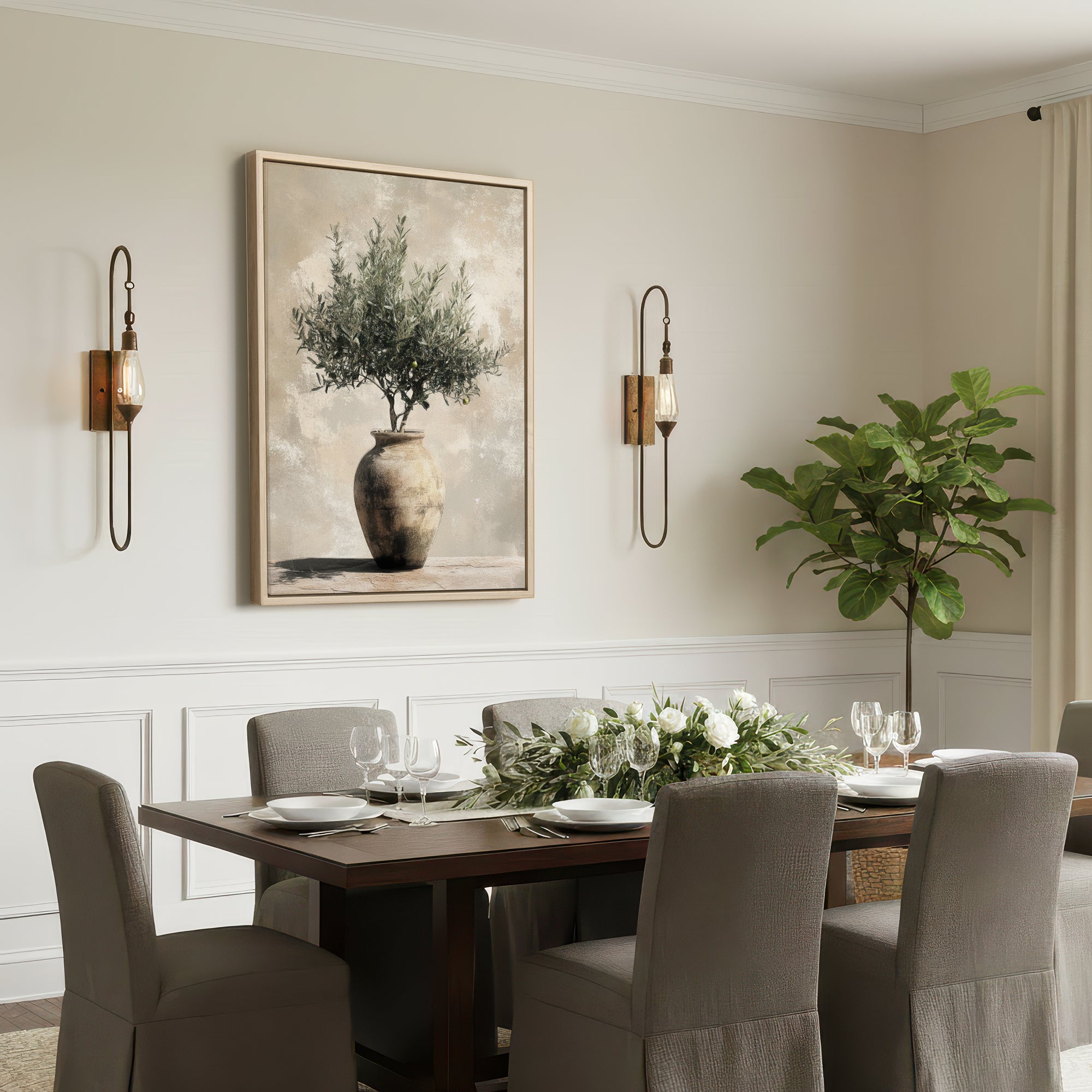 Vintage Olive Pot No.1 Canvas Print Wall Art - Melrose Editions