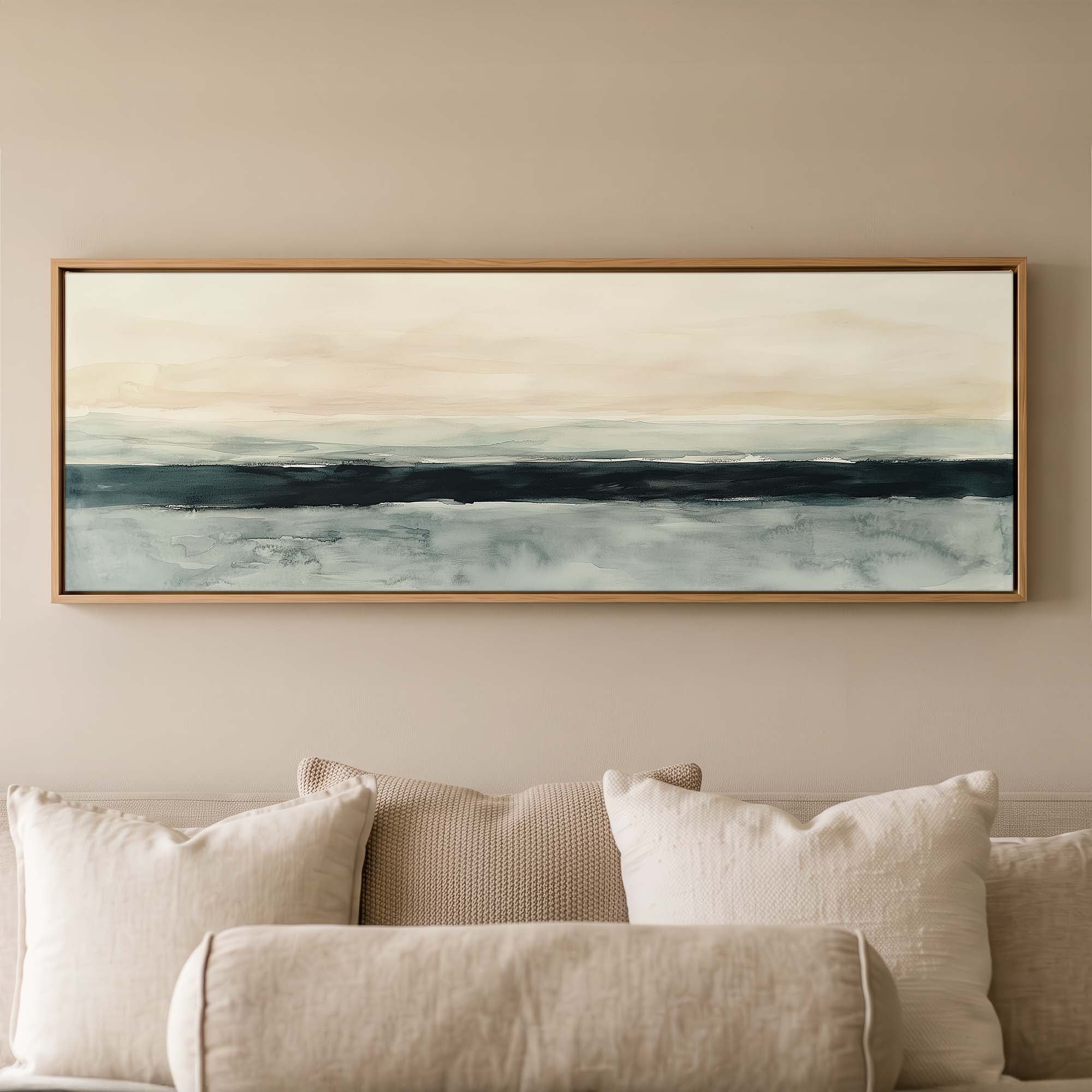 Charcoal Horizon Canvas Print Medium — 12×36″ Natural Wall Art - Melrose Editions