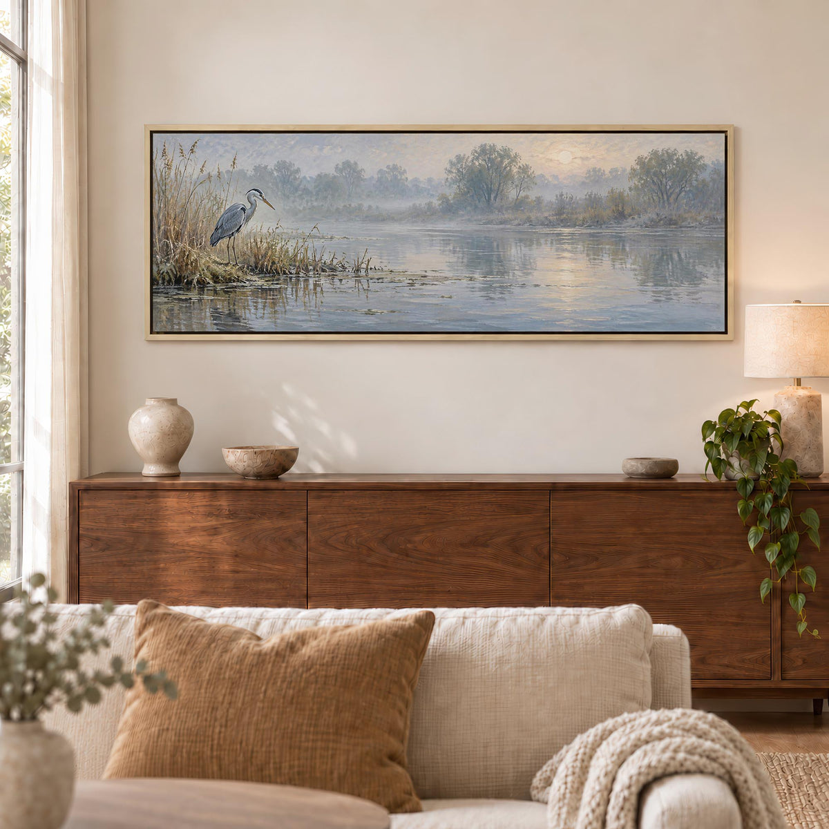 Dawn Heron Canvas Print Wall Art - Melrose Editions