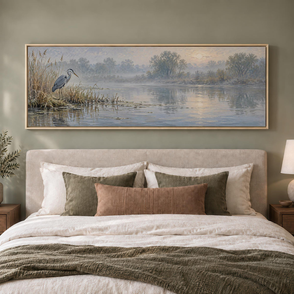 Dawn Heron Canvas Print Wall Art - Melrose Editions