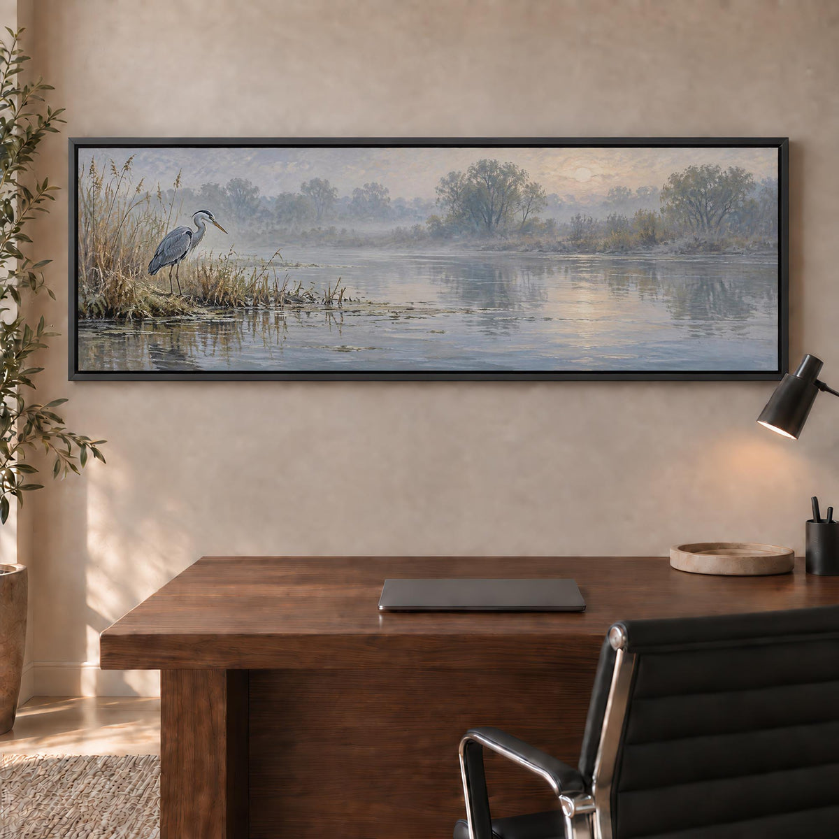 Dawn Heron Canvas Print Wall Art - Melrose Editions