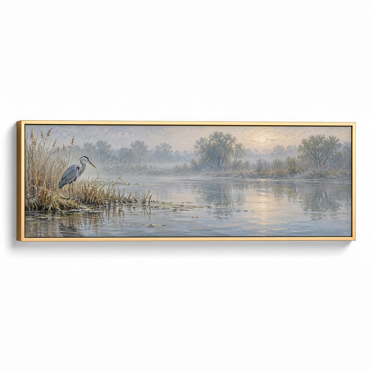 Dawn Heron Canvas Print Gold Wall Art - Melrose Editions