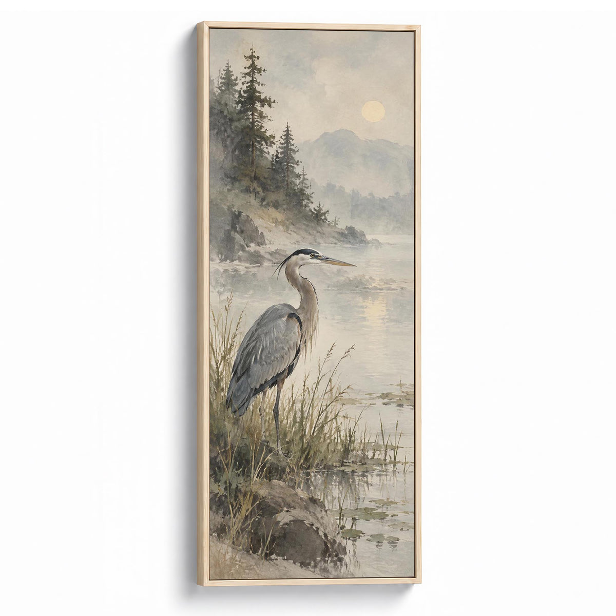 Heron Study Canvas Print Natural Wall Art - Melrose Editions