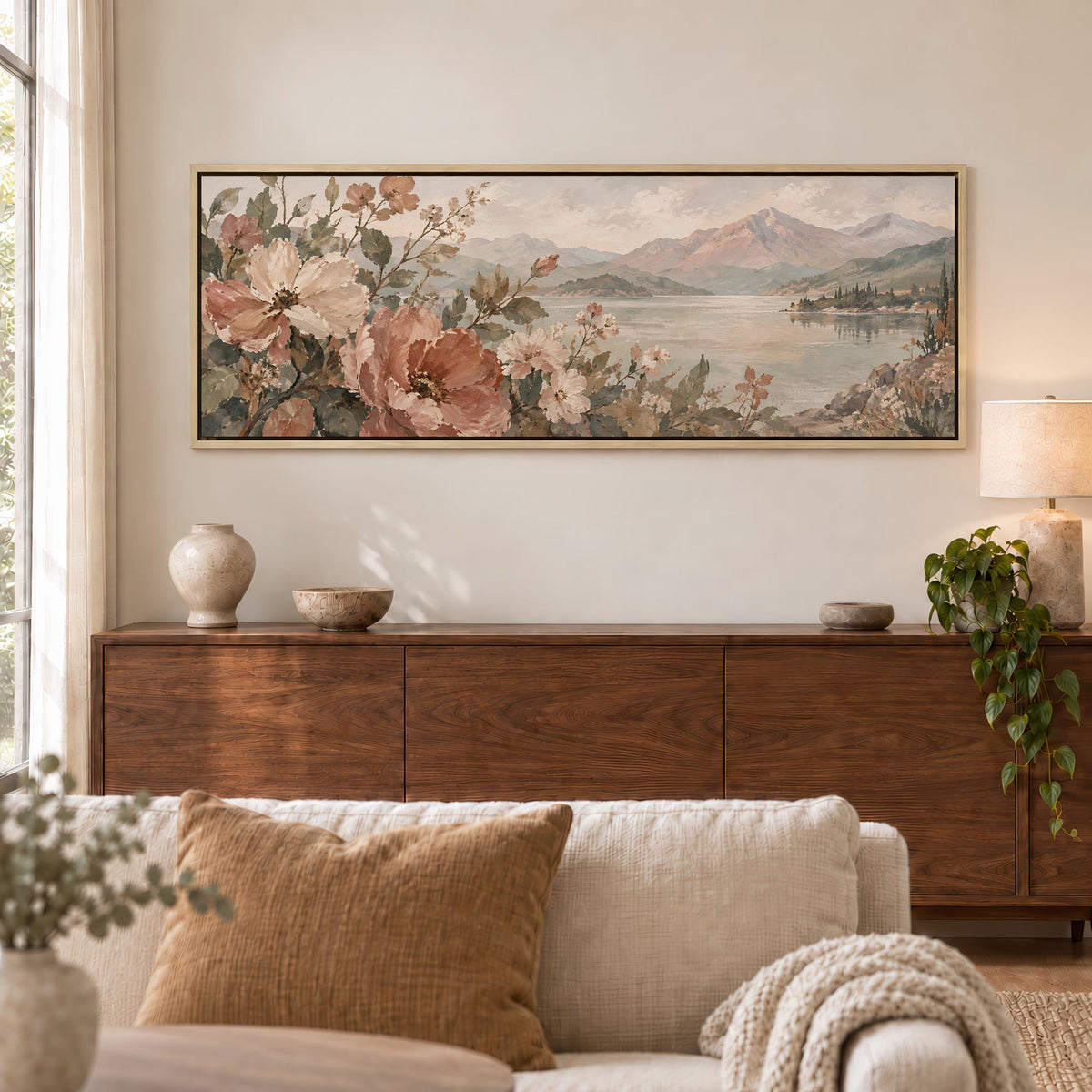 Lakeside Flowers Canvas Print Wall Art - Melrose Editions