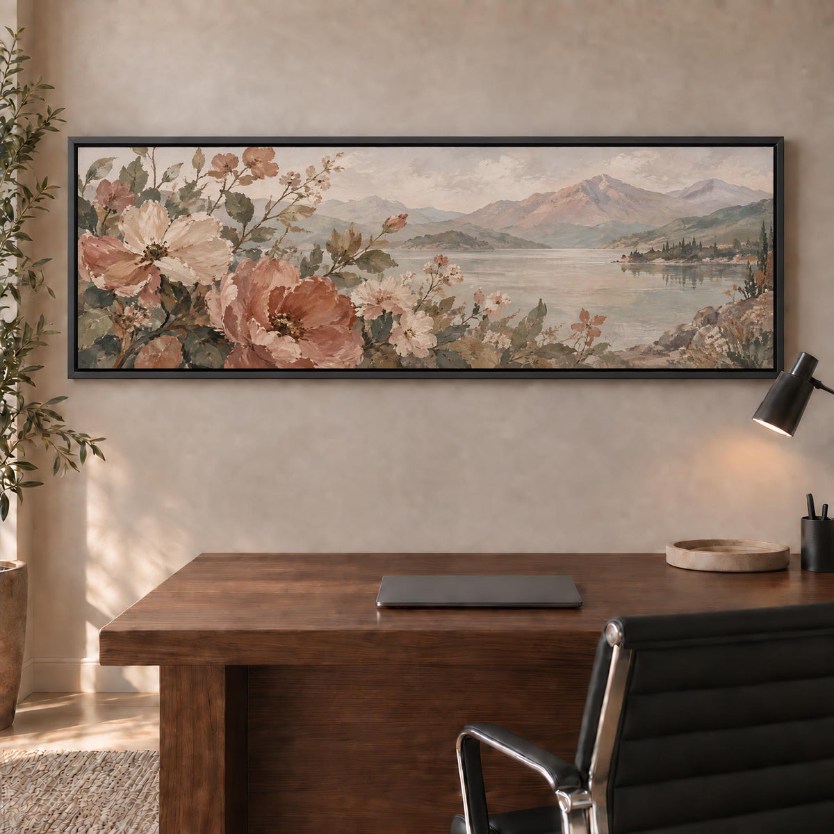 Lakeside Flowers Canvas Print Wall Art - Melrose Editions
