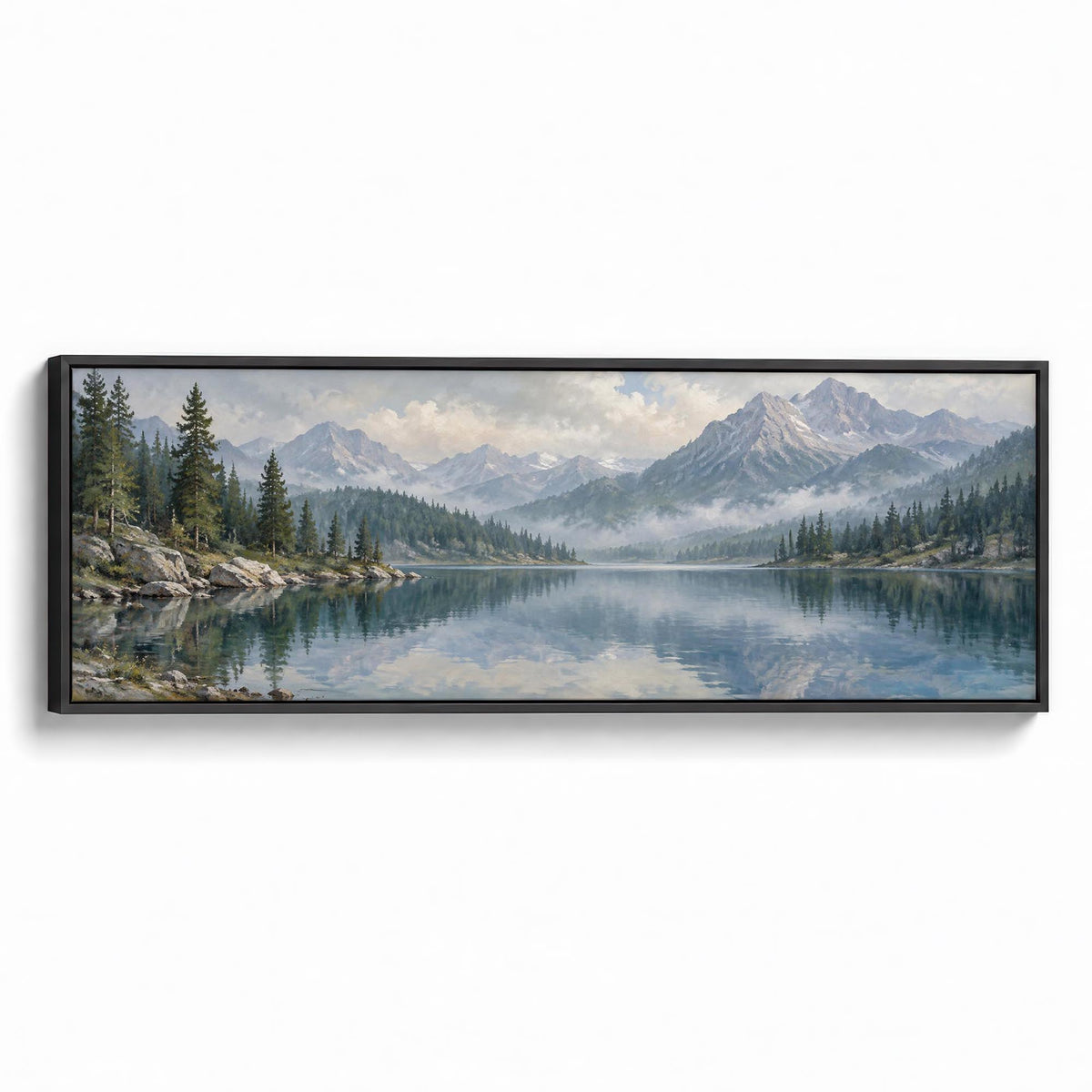 Lakeside Pines Canvas Print Black Wall Art - Melrose Editions