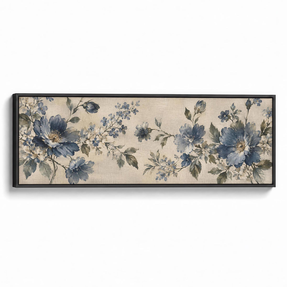 Linen Blue Canvas Print Black Wall Art - Melrose Editions