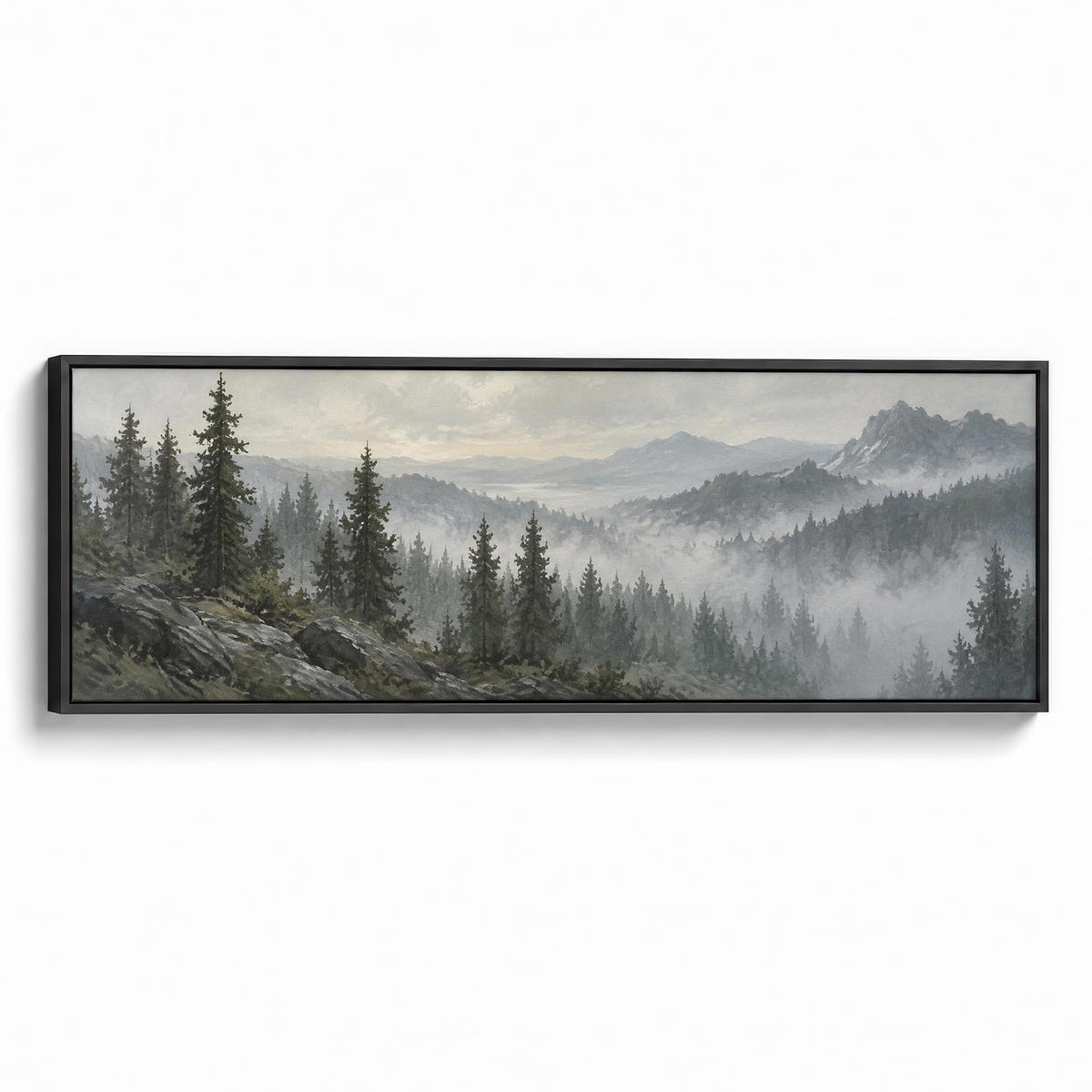 Misty Pines Canvas Print Black Wall Art - Melrose Editions